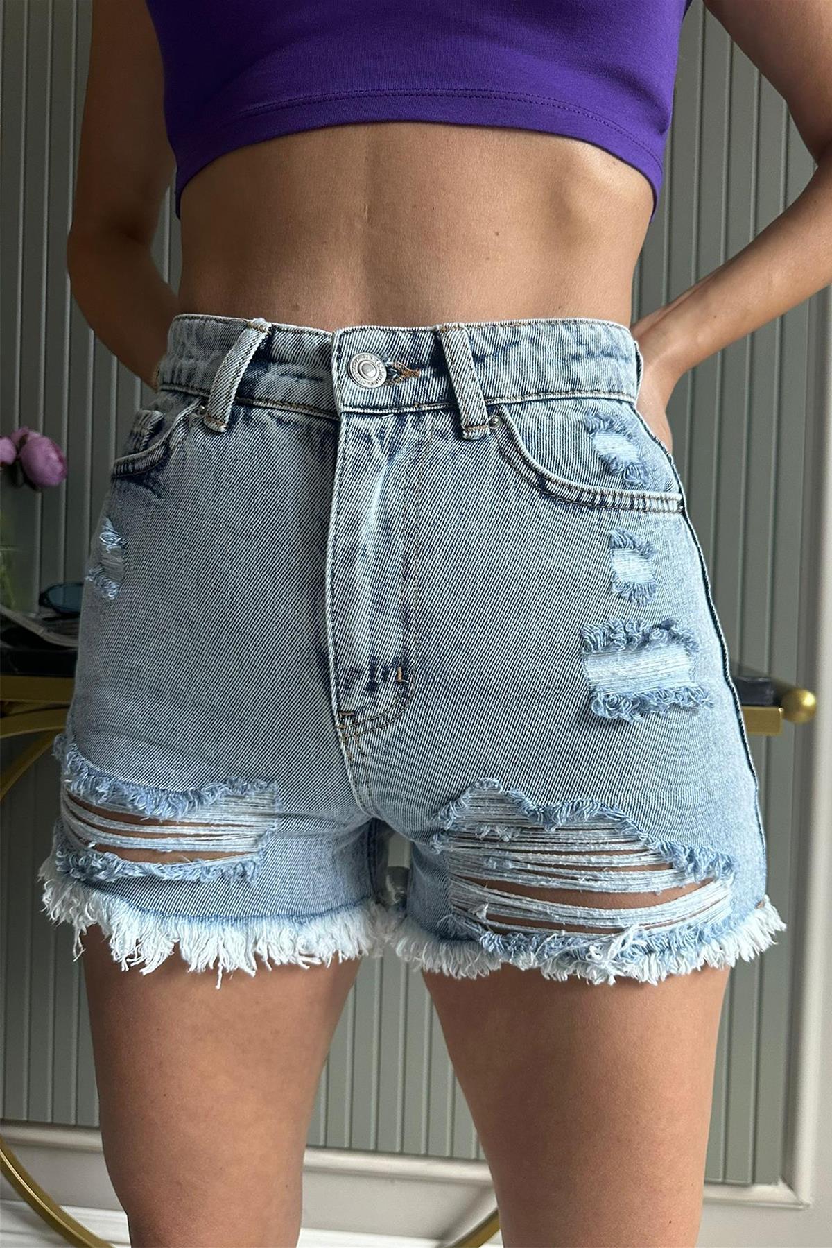 ДЖИНСОВЫЕ ШОРТЫ С РАЗДЕЛКАМИ