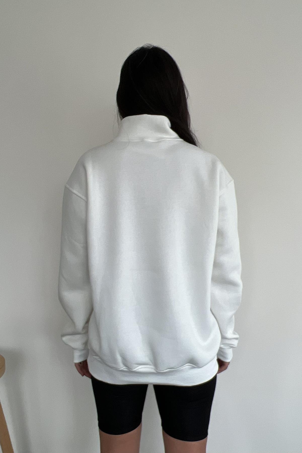 ALWAYS CHAMPION YAKASI FERMUARLI SWEATSHIRT BEYAZ