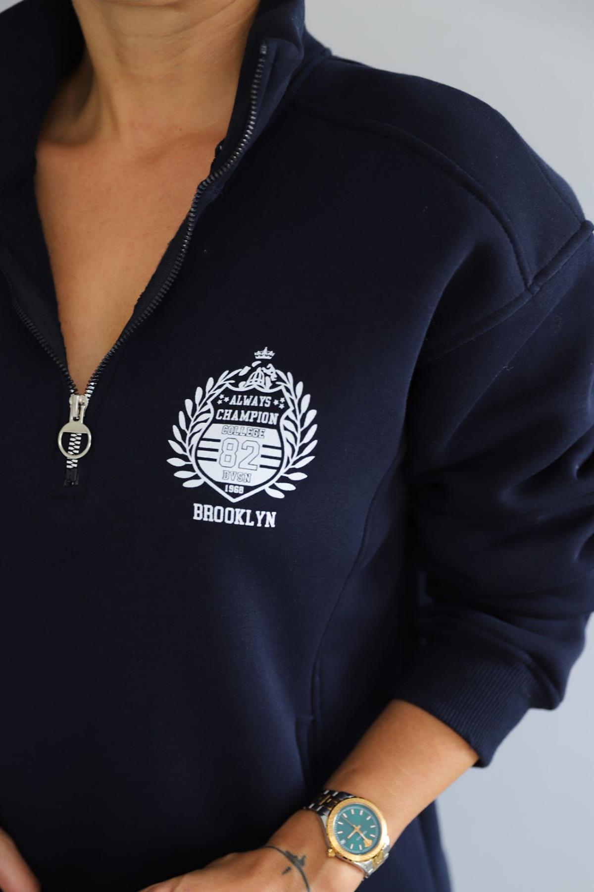 ALWAYS CHAMPION YAKASI FERMUARLI SWEATSHIRT SİYAH