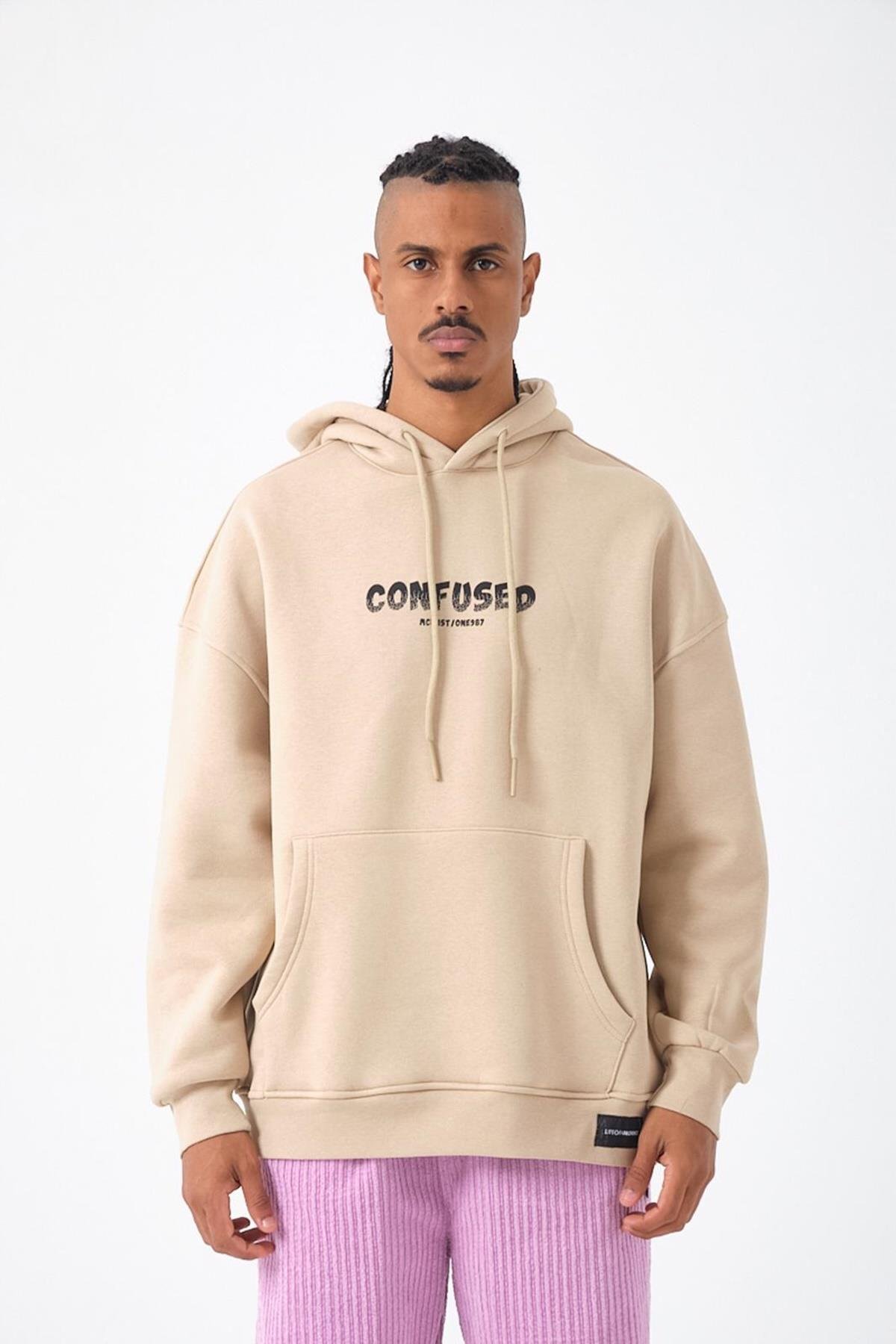 CONFUSED OLD SCHOOL SWEATSHIRT BEJ