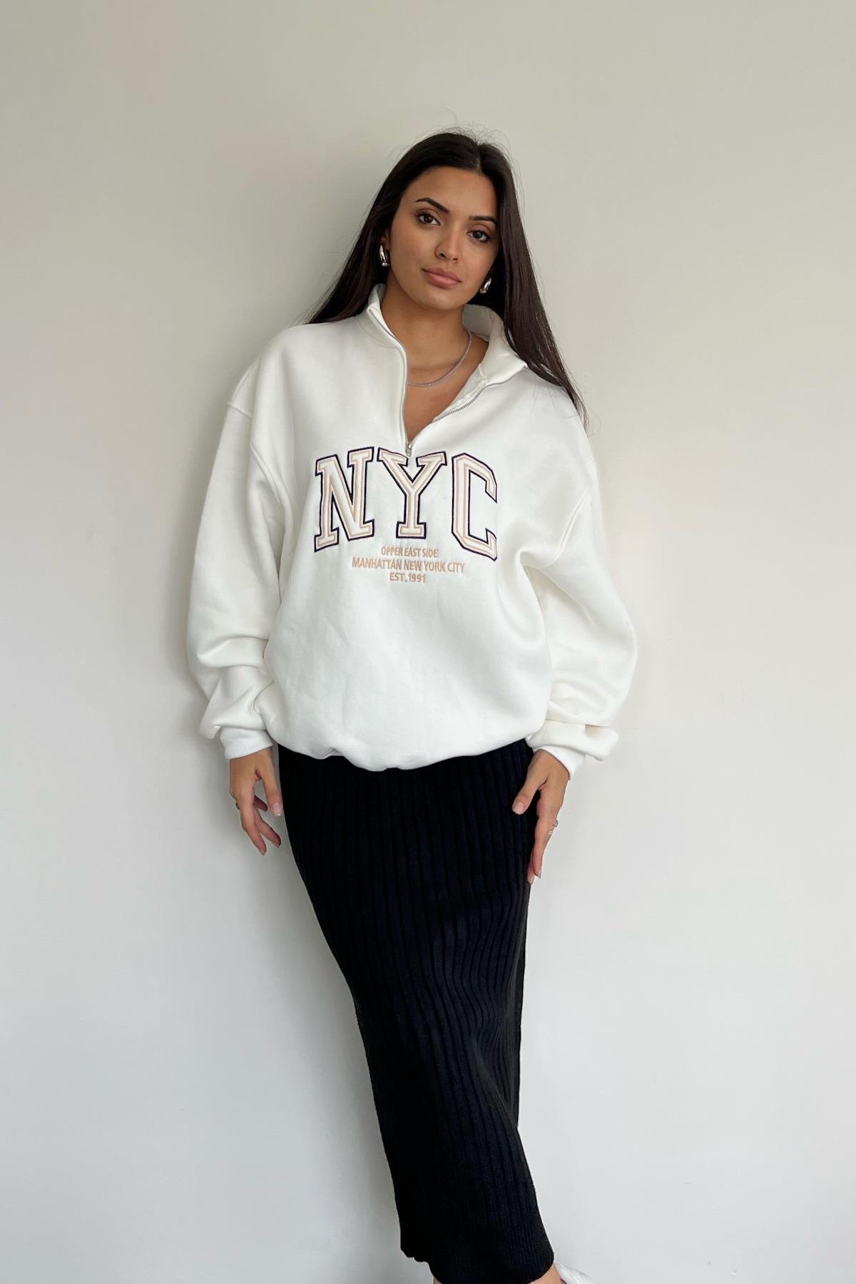 СВИТШОТ NYC NAKIŞLI YUMOŞ