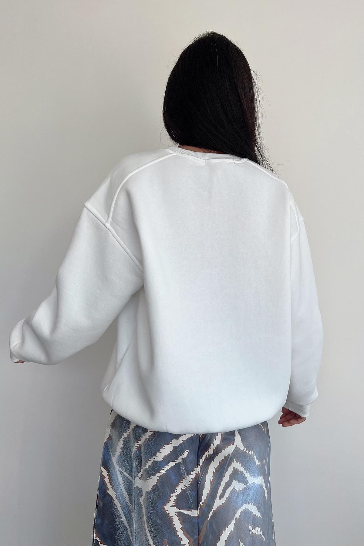 OMZU ROBALI SWEATSHIRT BEYAZ