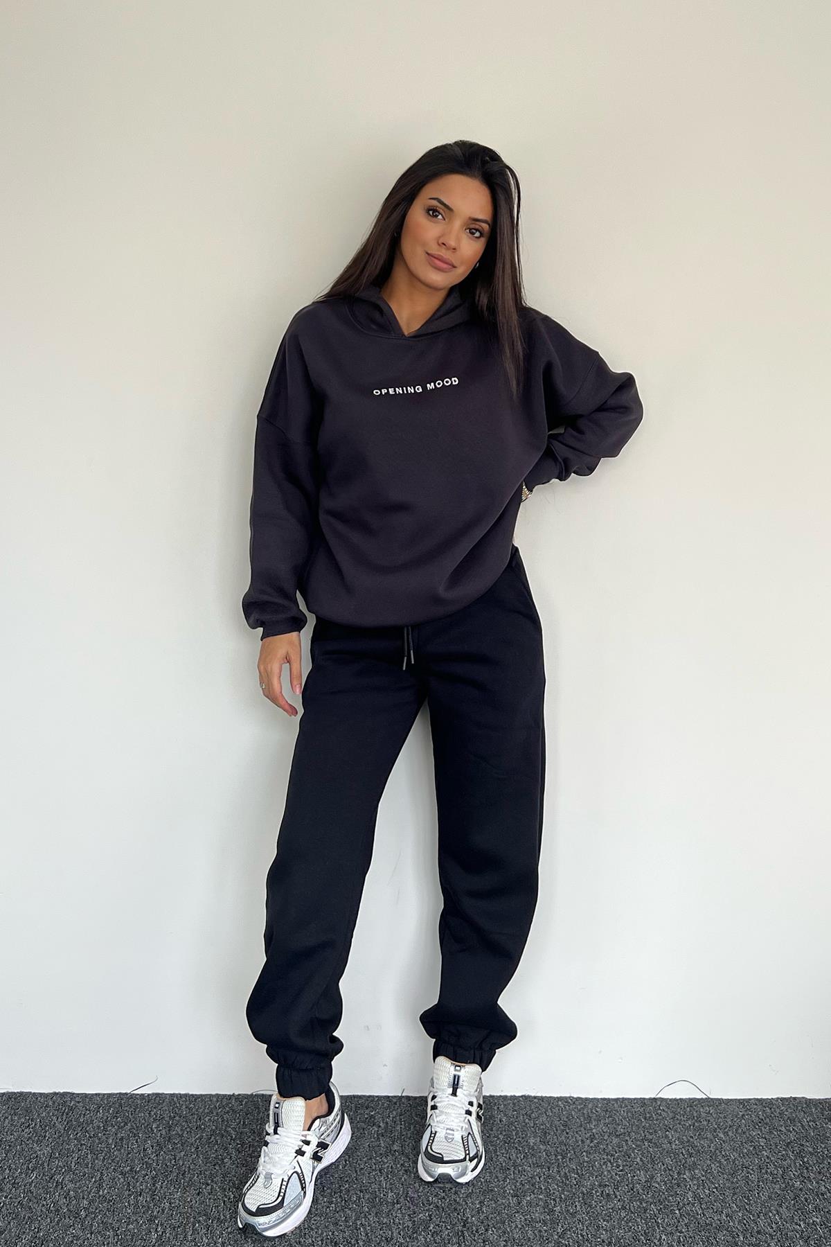 OPENNING FRONT BACK PRINTED HOODED SWEATSHIRT