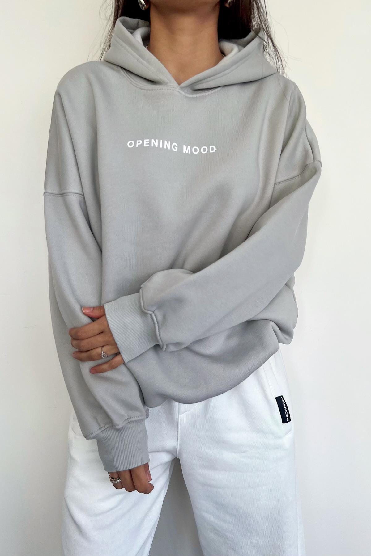 OPENNING FRONT BACK PRINTED HOODED SWEATSHIRT