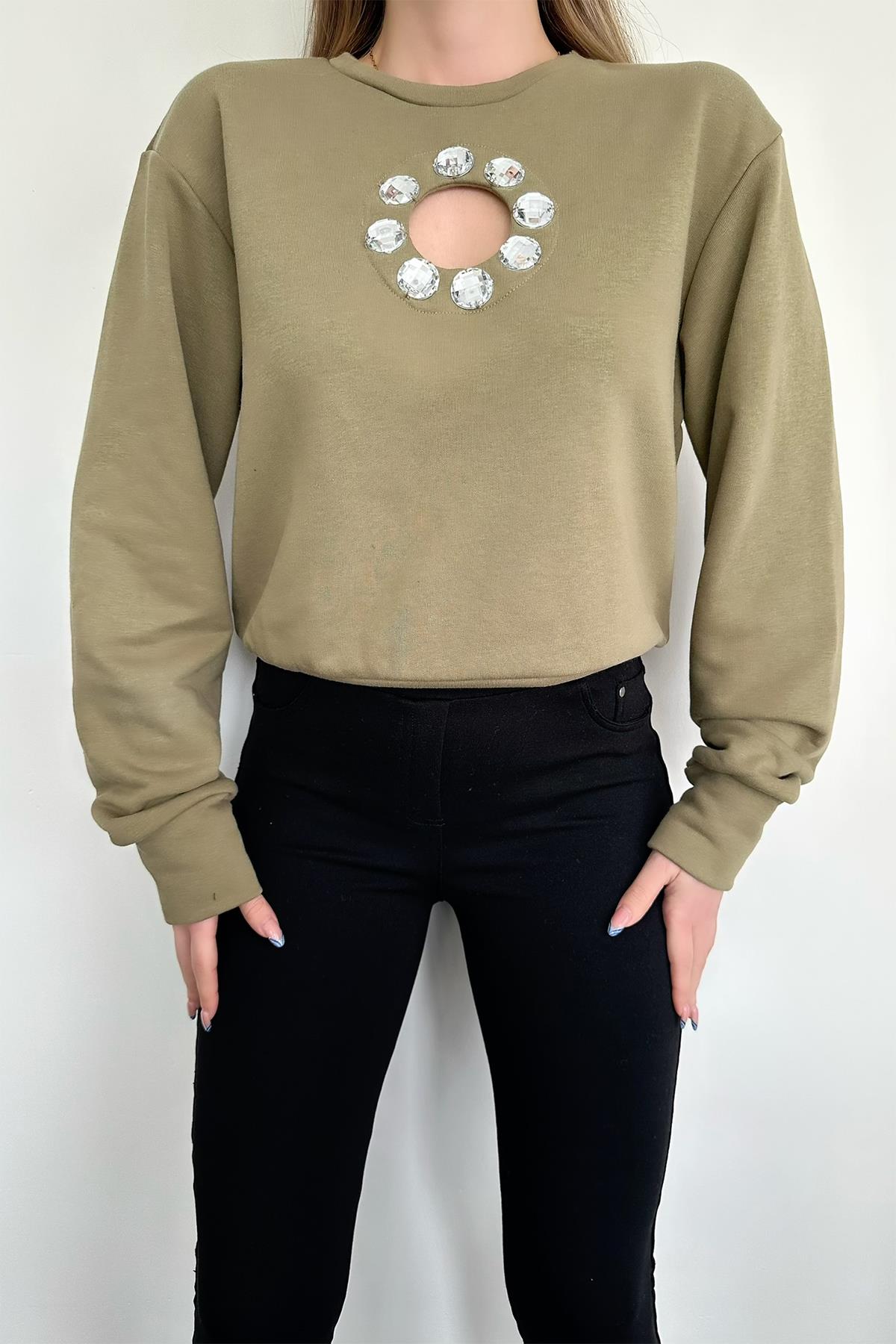 WINDOW AND STONE DETAILED SWEATSHIRT