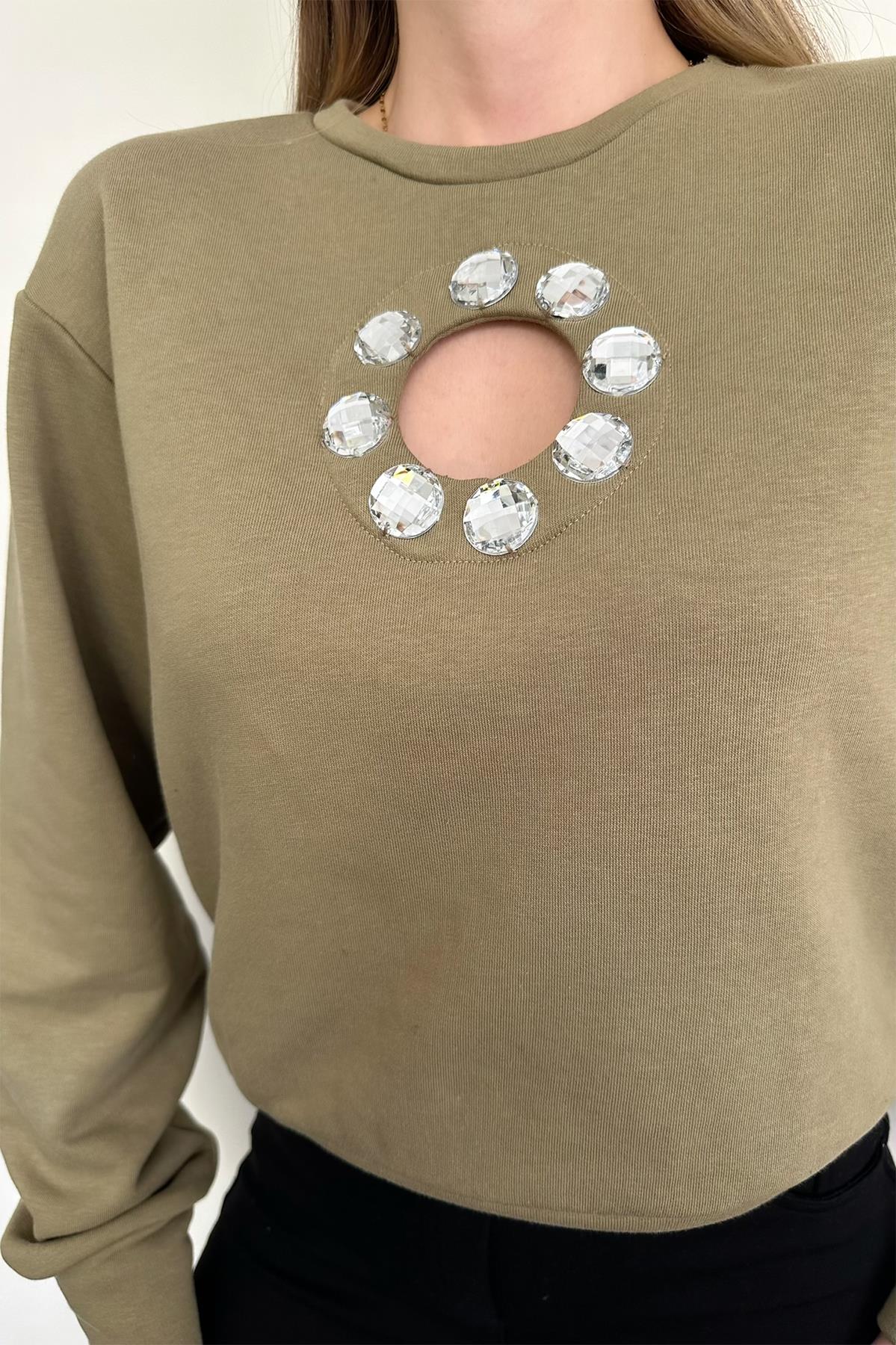 WINDOW AND STONE DETAILED SWEATSHIRT