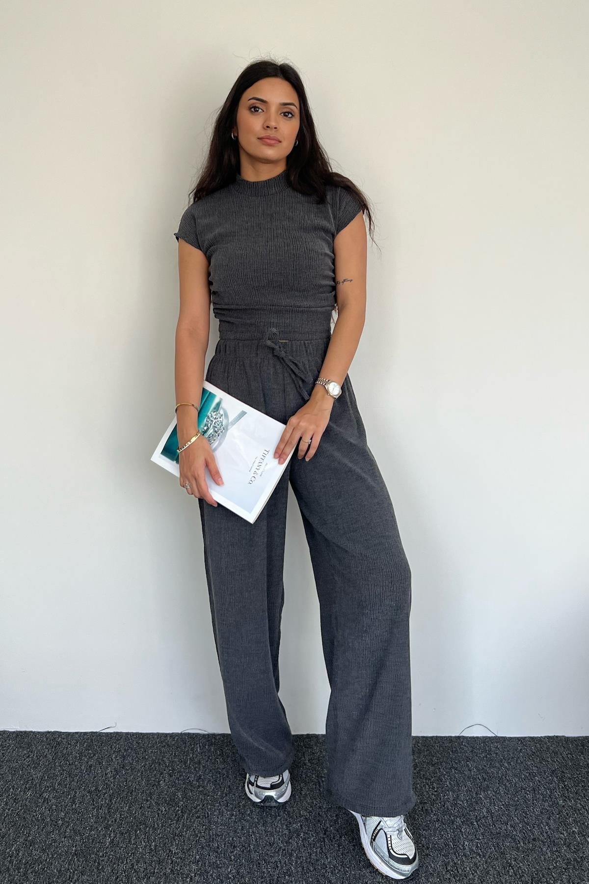 منقوشة الخصر بلوزة-بنطلون HOT SET