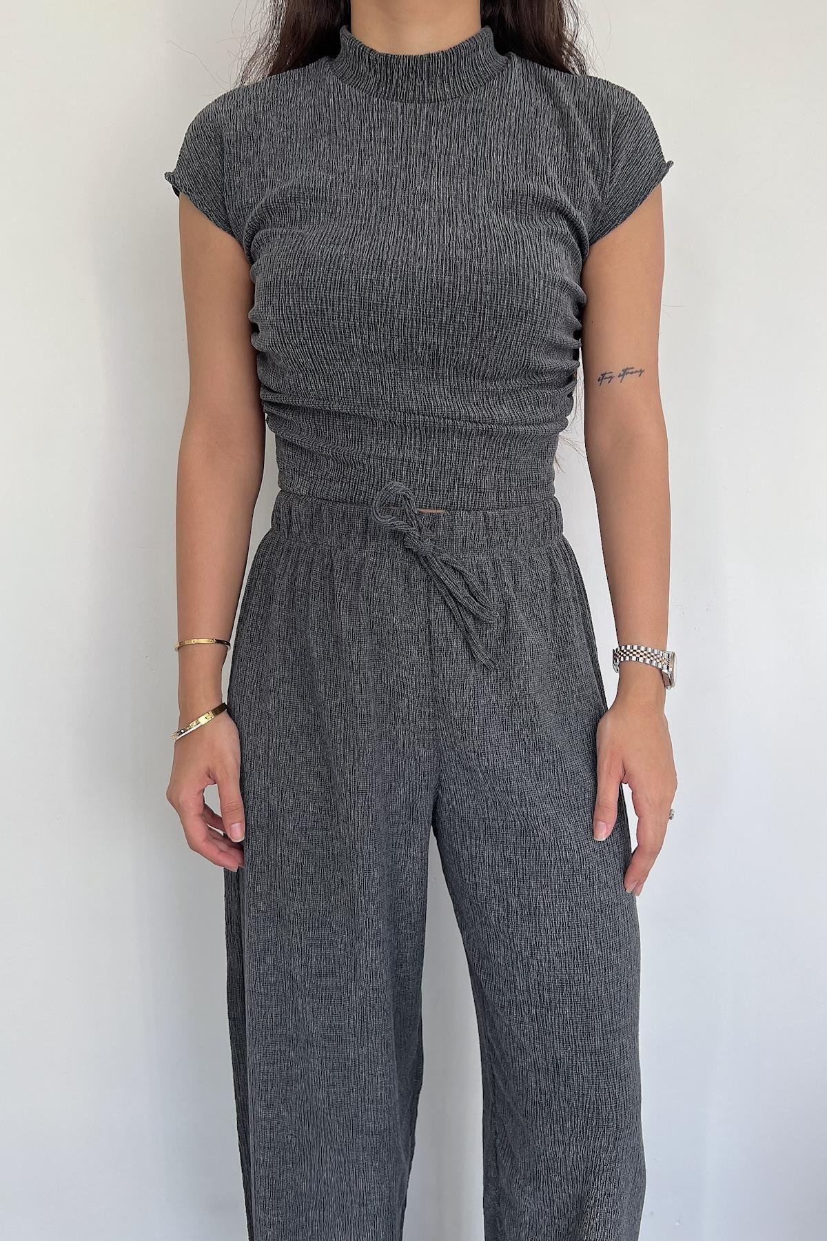 منقوشة الخصر بلوزة-بنطلون HOT SET