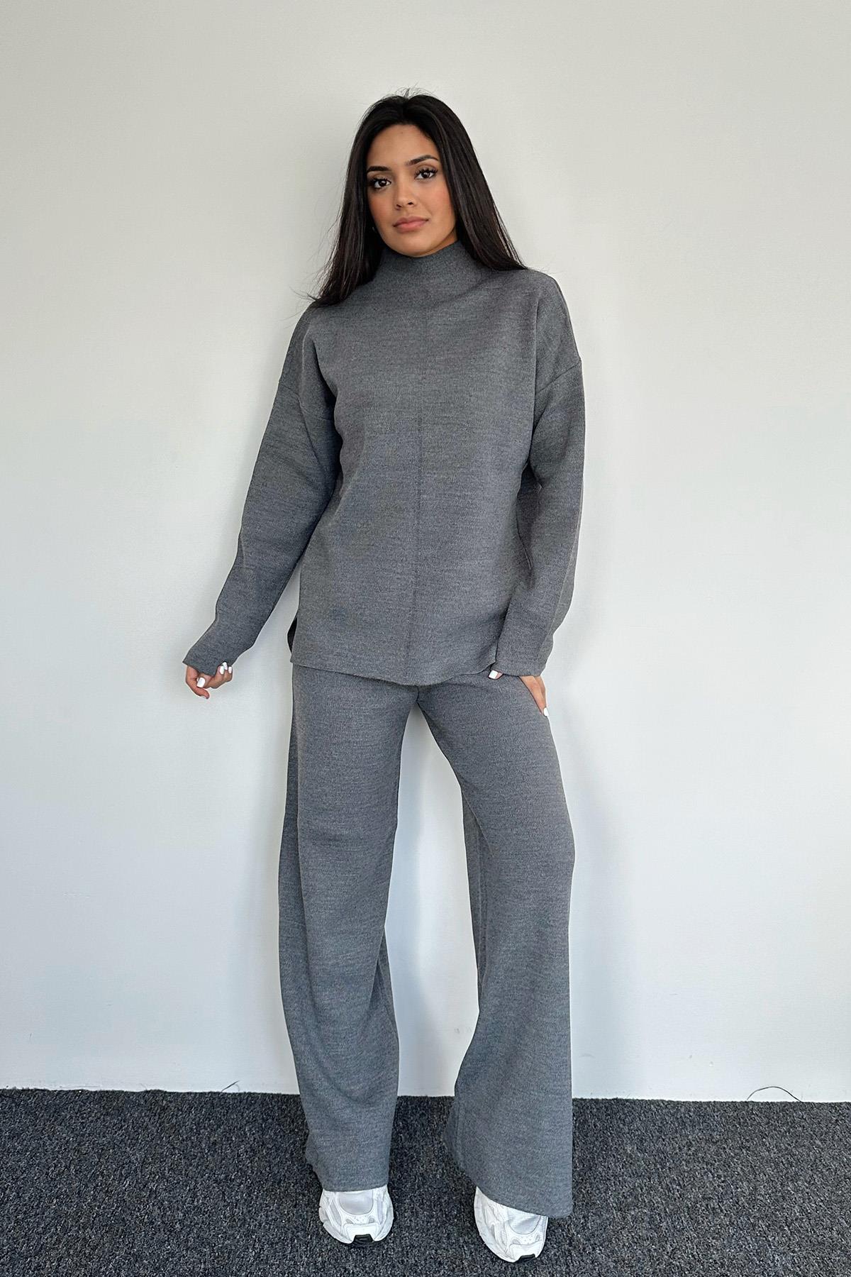 DİK YAKA TRİKO TAKIM ANTRASİT