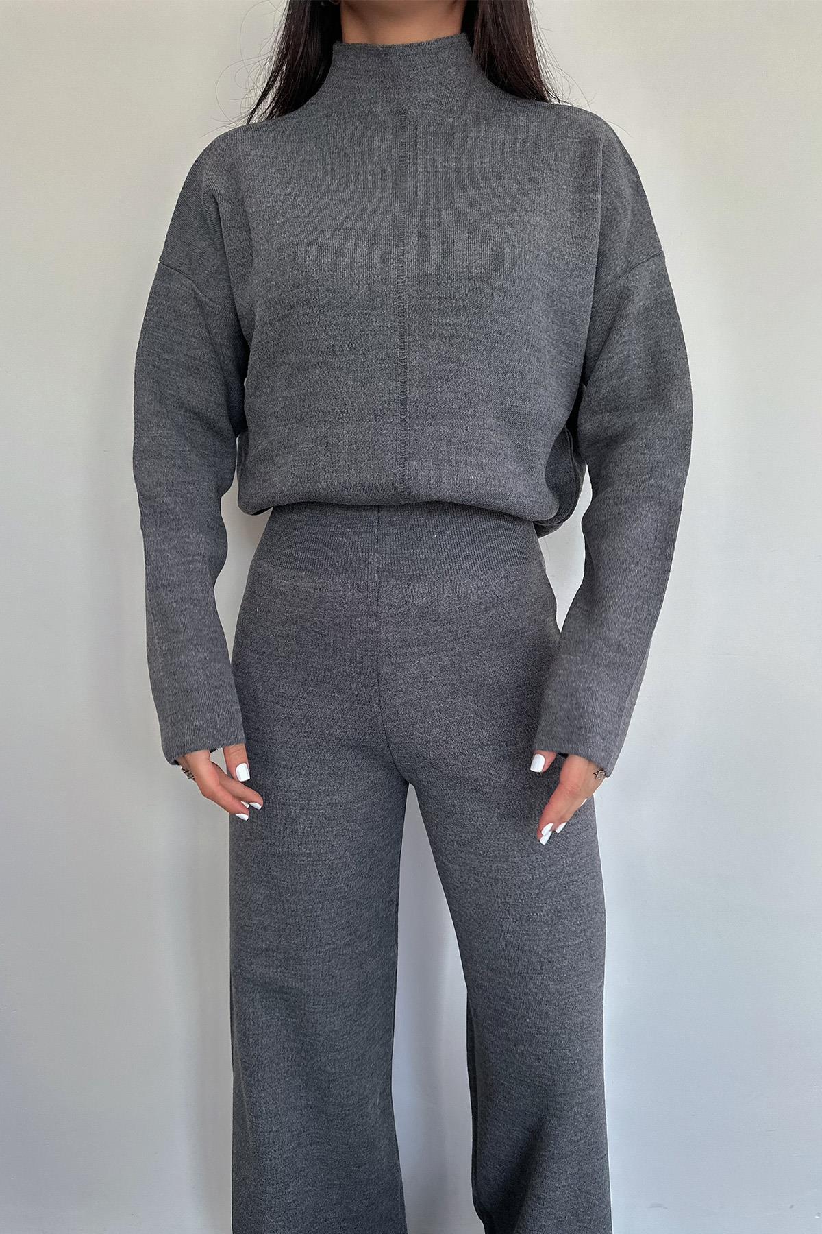 DİK YAKA TRİKO TAKIM ANTRASİT