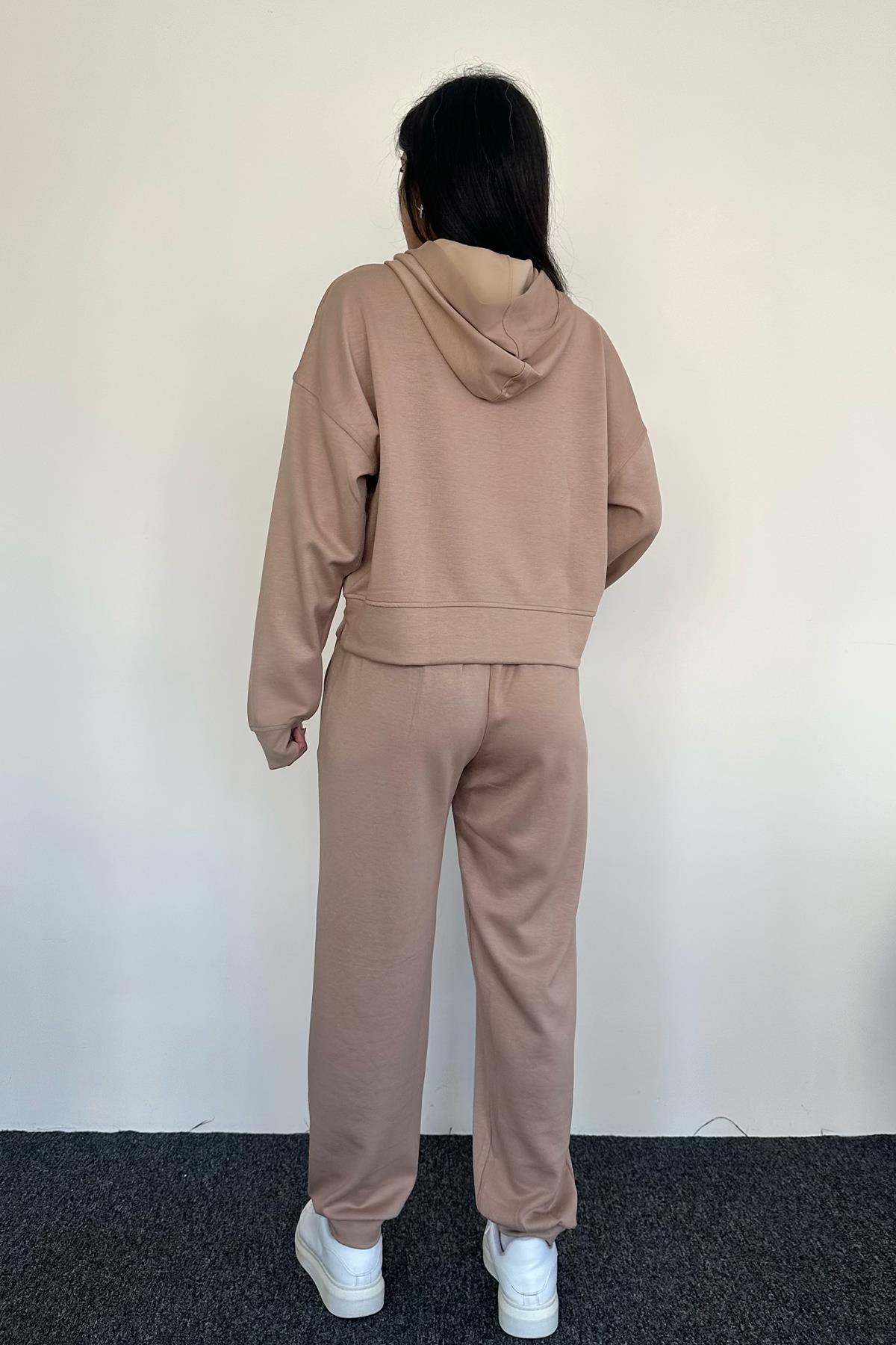 HOODİE EŞOFMAN TAKIM BEJ