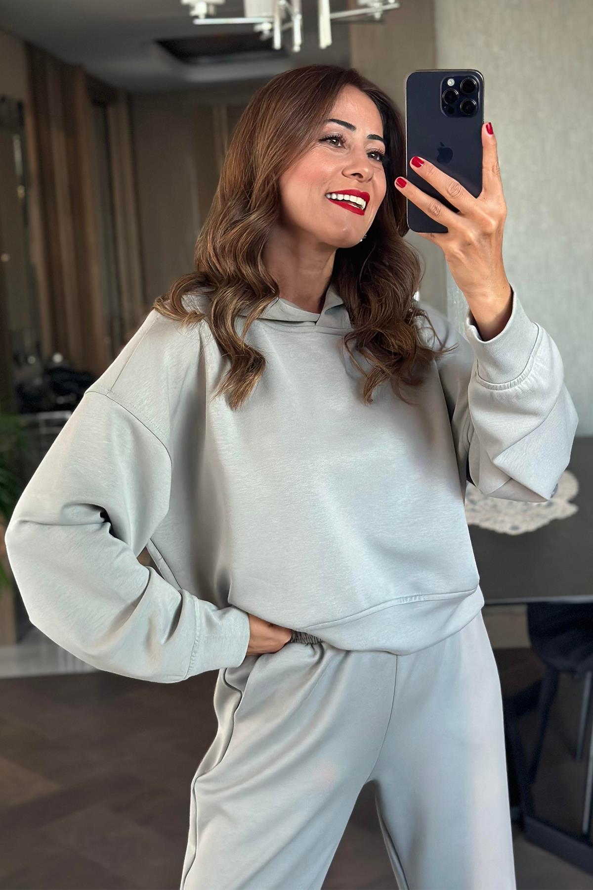 HOODİE EŞOFMAN TAKIM GRİ