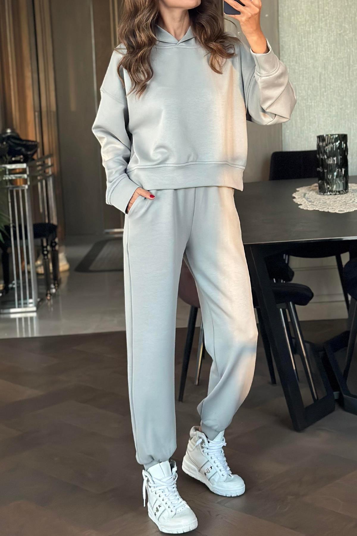 HOODİE EŞOFMAN TAKIM GRİ