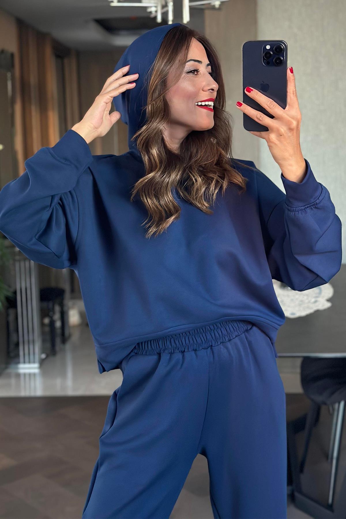 HOODİE EŞOFMAN TAKIM LACİVERT