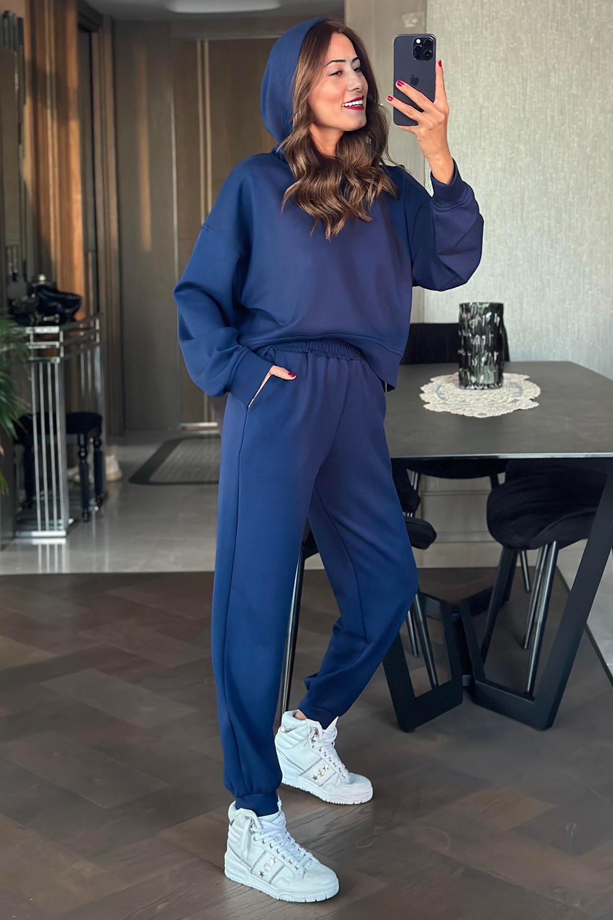 HOODİE EŞOFMAN TAKIM LACİVERT