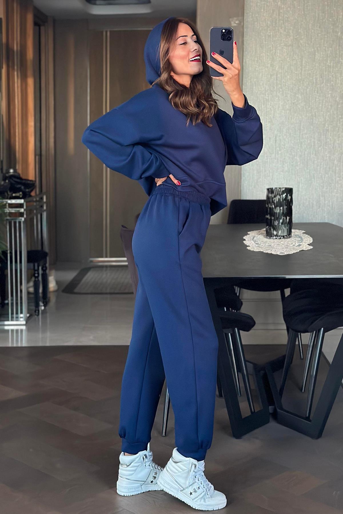 HOODİE EŞOFMAN TAKIM LACİVERT