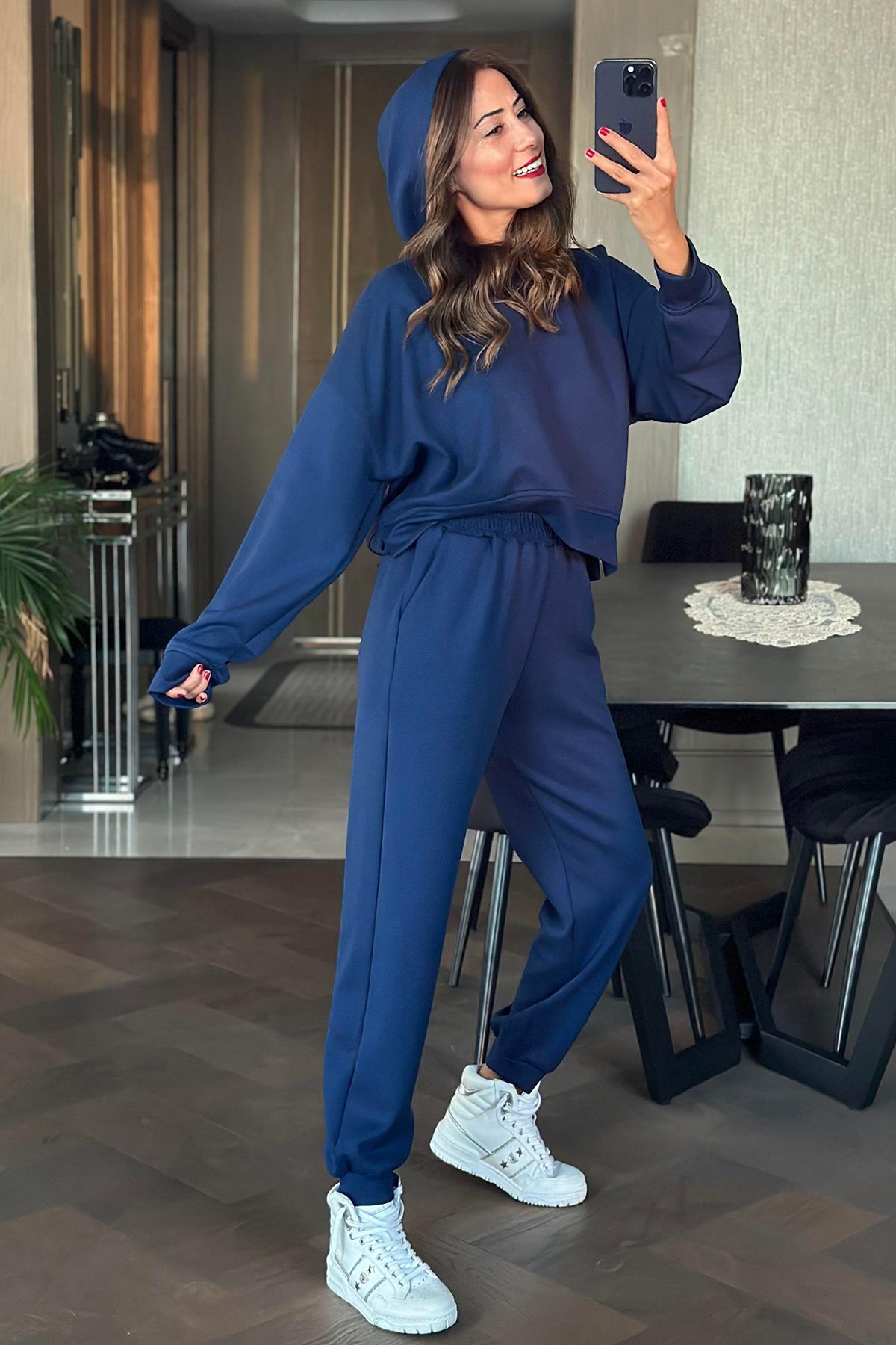 HOODİE EŞOFMAN TAKIM LACİVERT