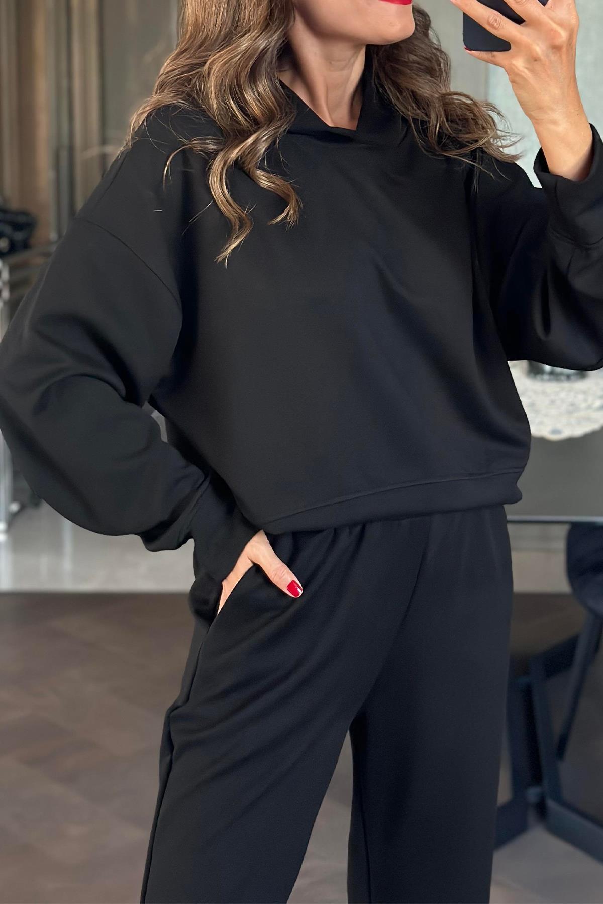 HOODİE EŞOFMAN TAKIM SİYAH