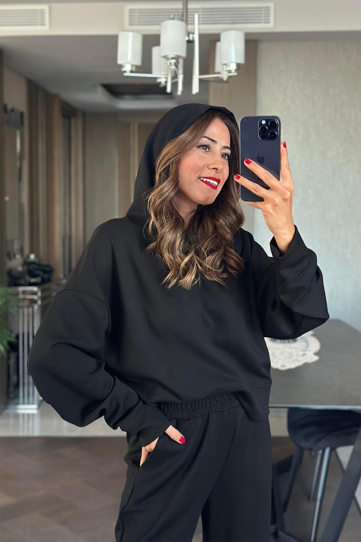 HOODİE EŞOFMAN TAKIM SİYAH