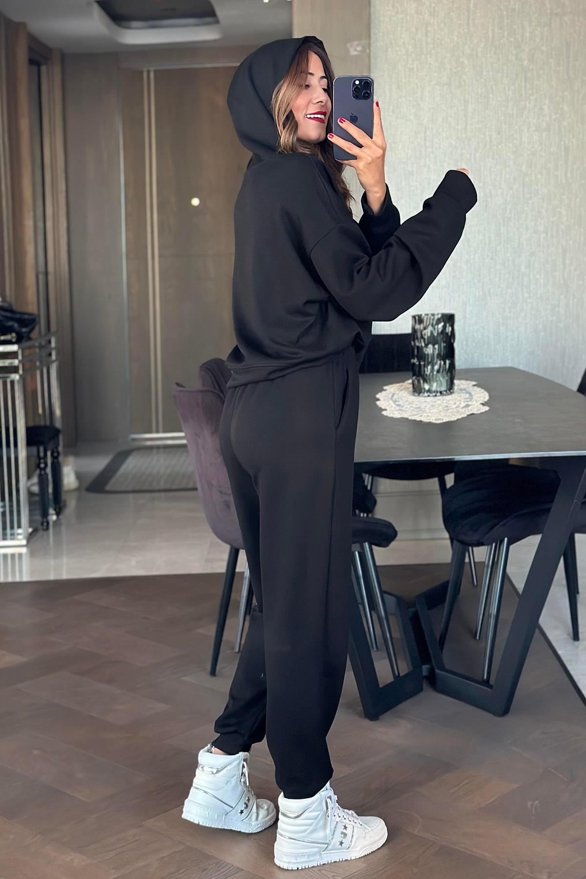 HOODİE EŞOFMAN TAKIM SİYAH