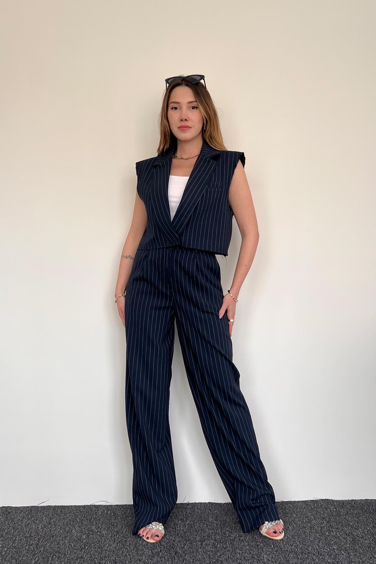 ЖИЛЕТ БРЮКИ КОСТЮМ В ПОЛОСКУ
