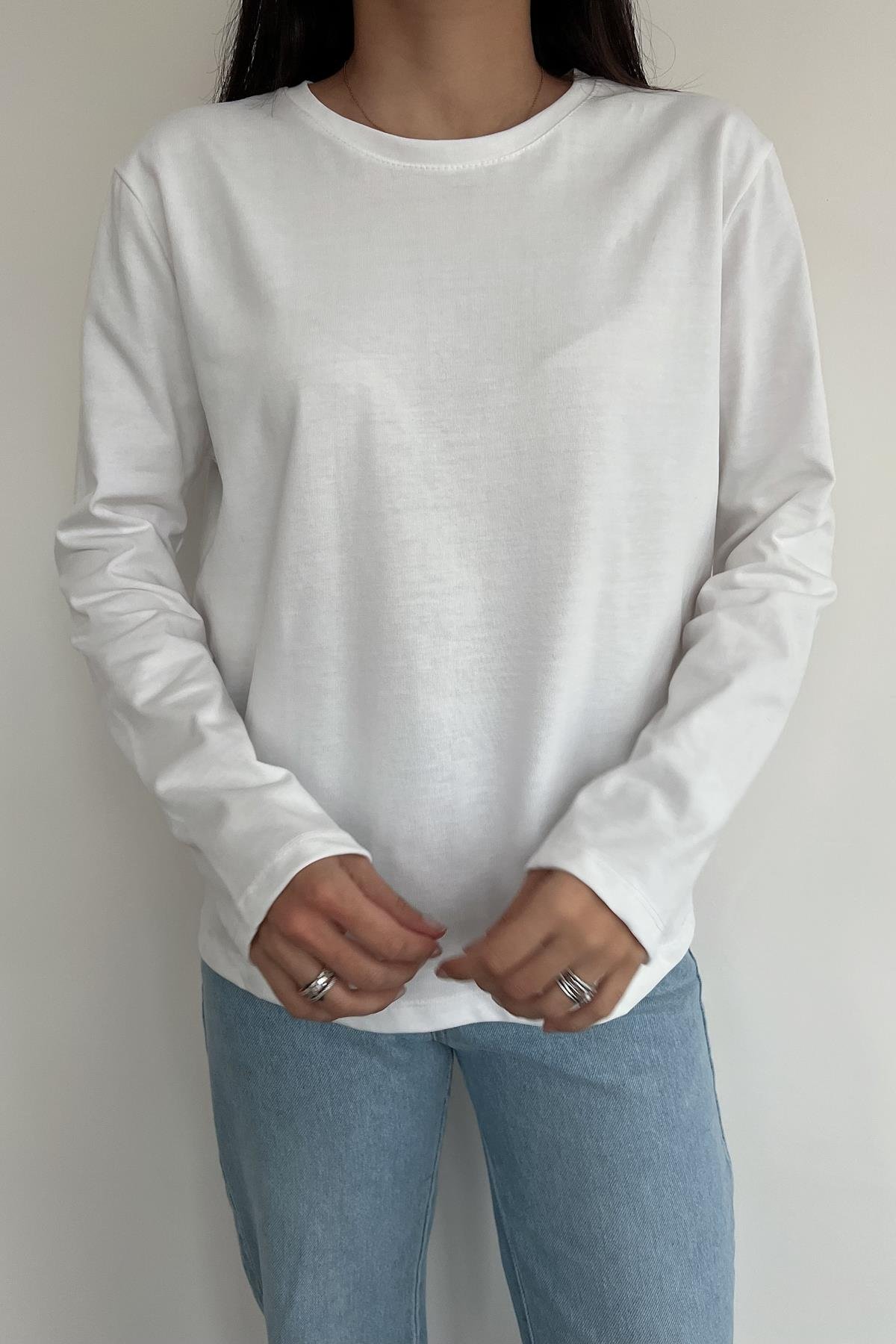 BASIC UZUN KOLLU TİŞÖRT BEYAZ