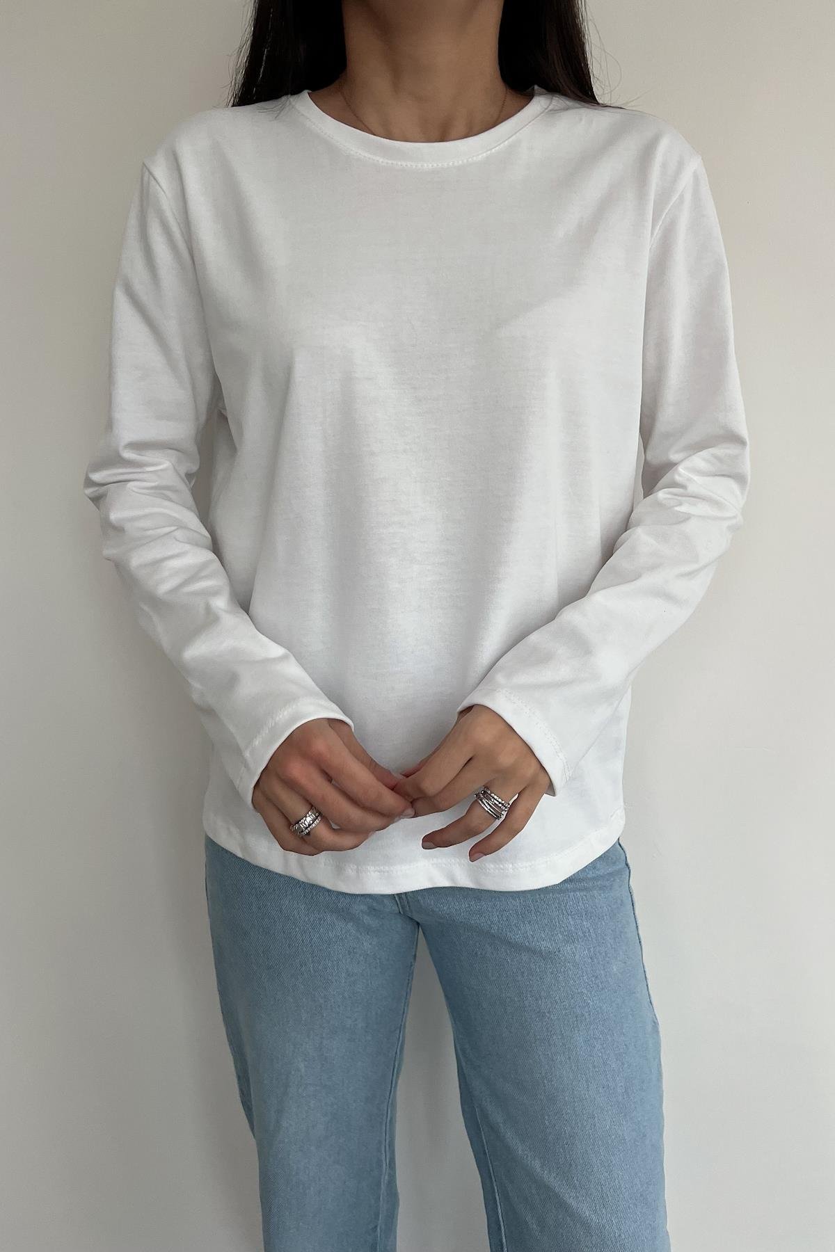 BASIC UZUN KOLLU TİŞÖRT BEYAZ