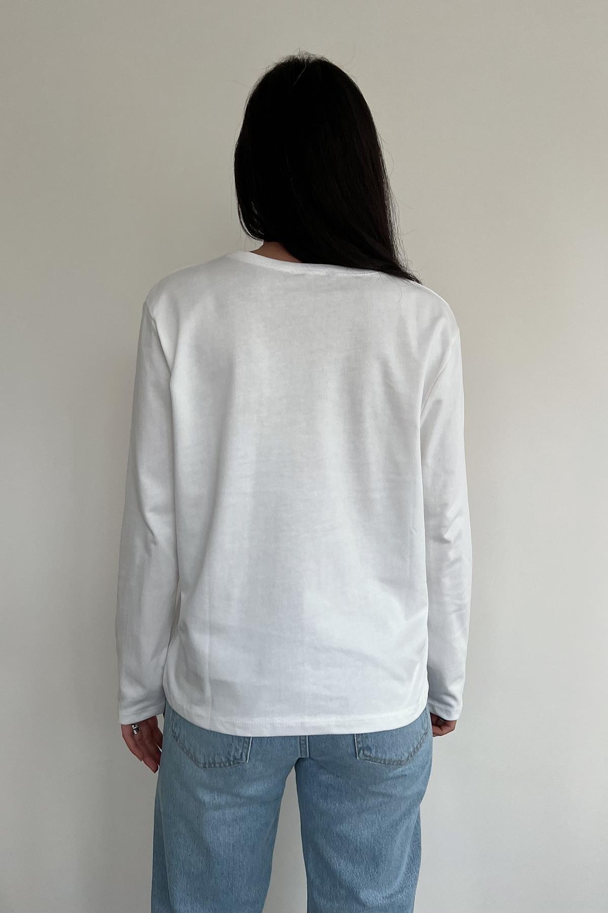 BASIC UZUN KOLLU TİŞÖRT BEYAZ