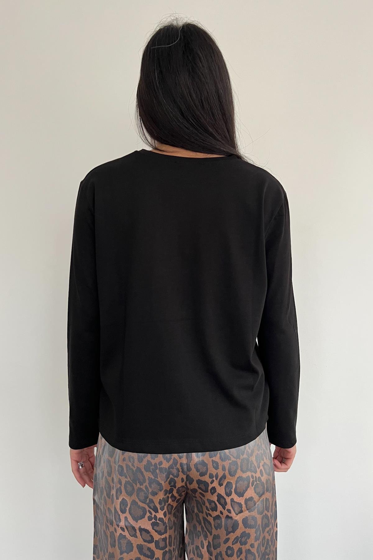 BASIC UZUN KOLLU TİŞÖRT SİYAH