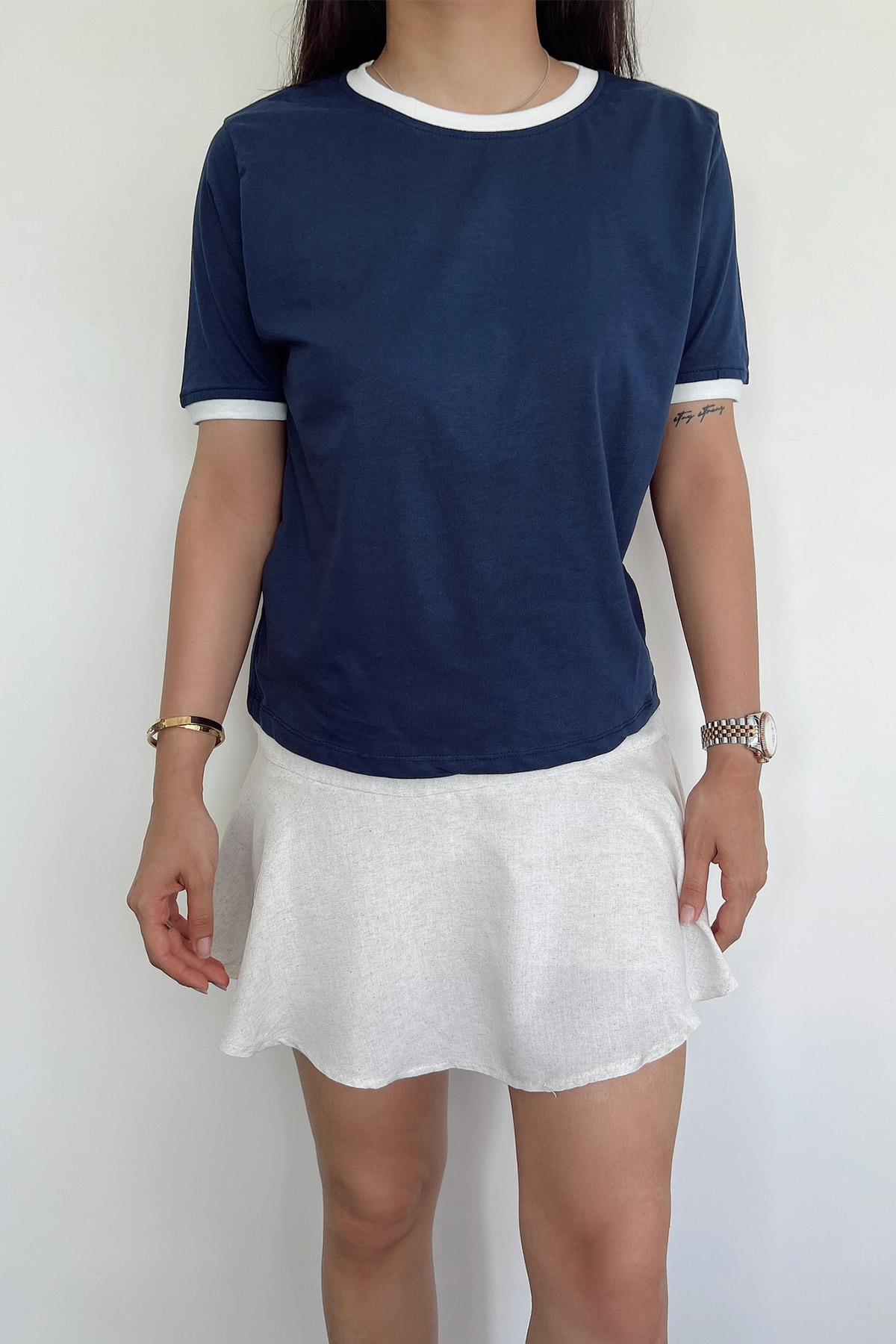 Basic-T-Shirt mit Fahrradkragen