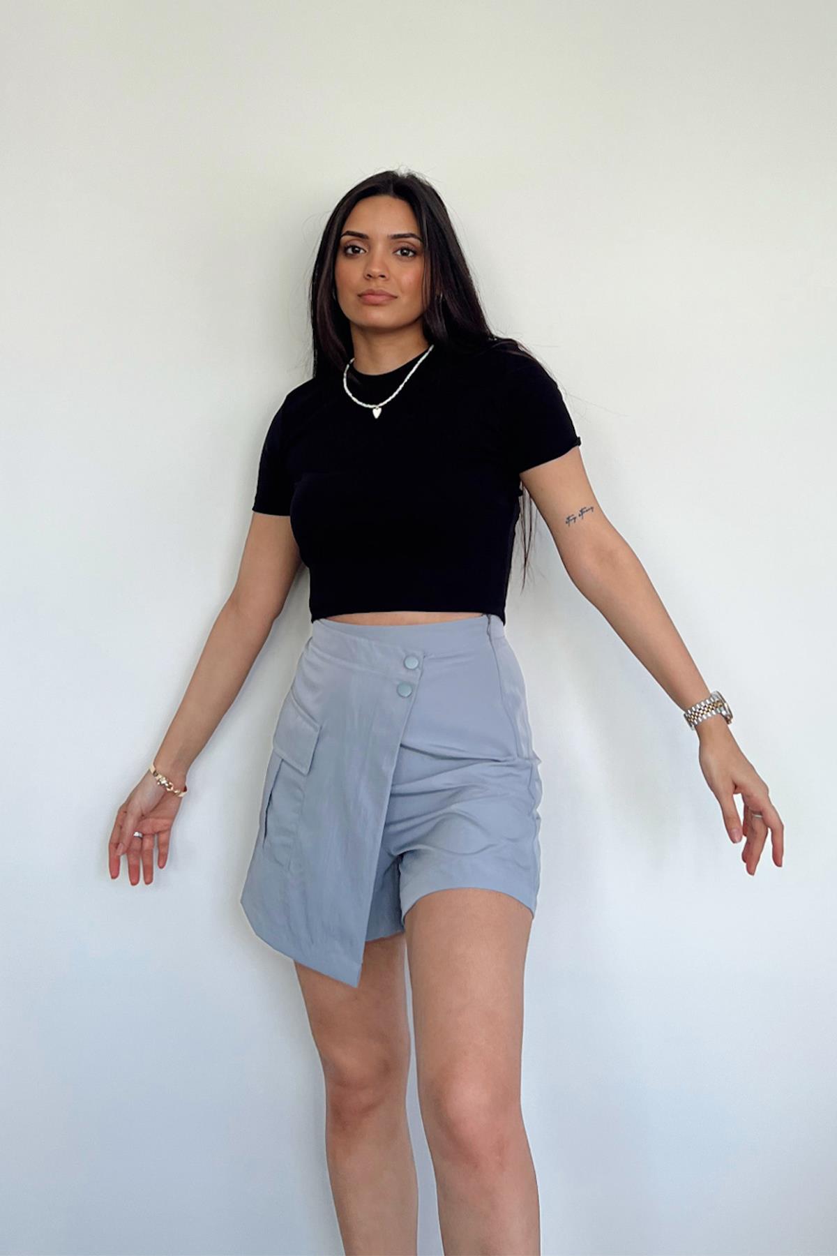 LYCRA RIBBON BASIC CROP T-SHIRT