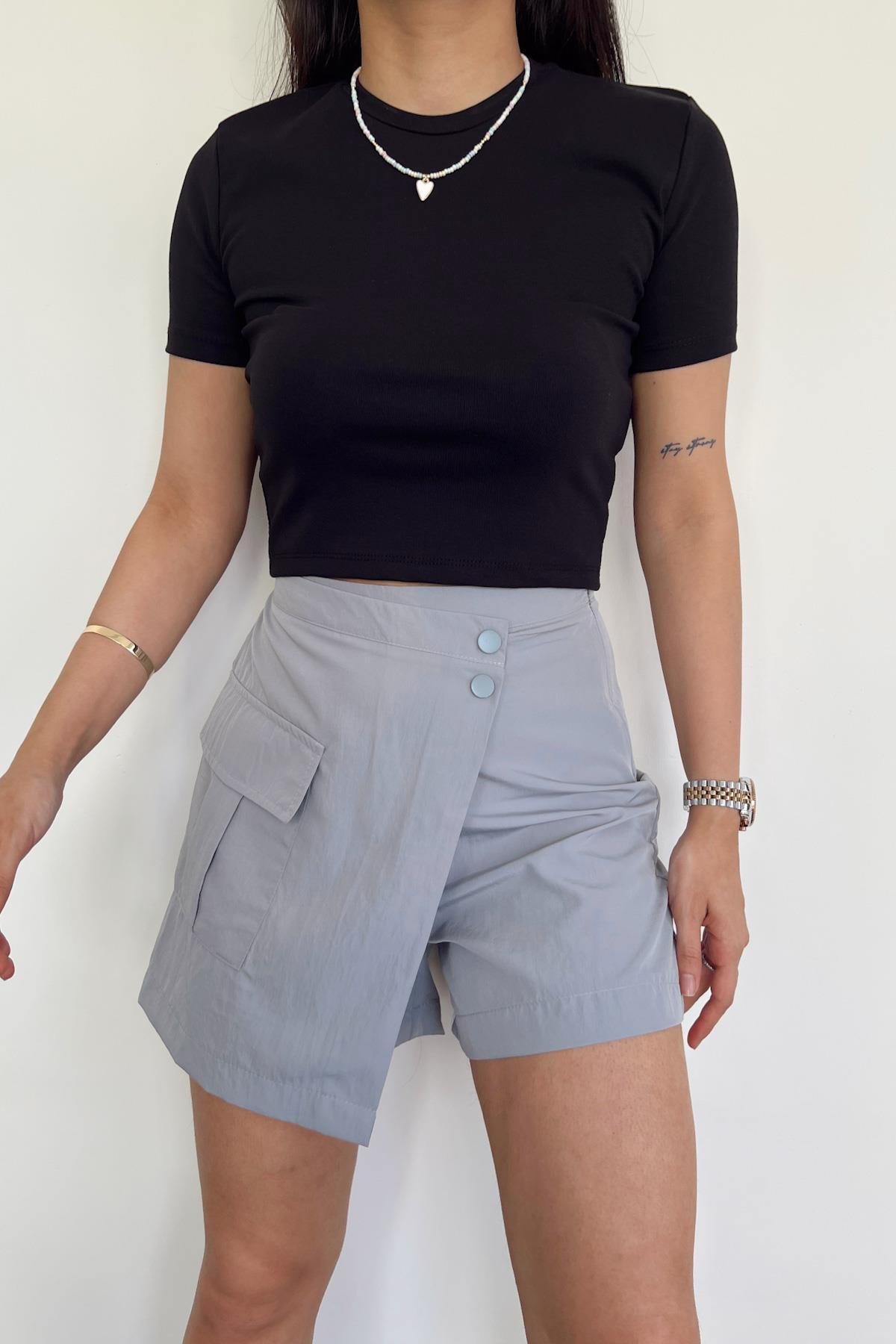 LYCRA RIBBON BASIC CROP T-SHIRT