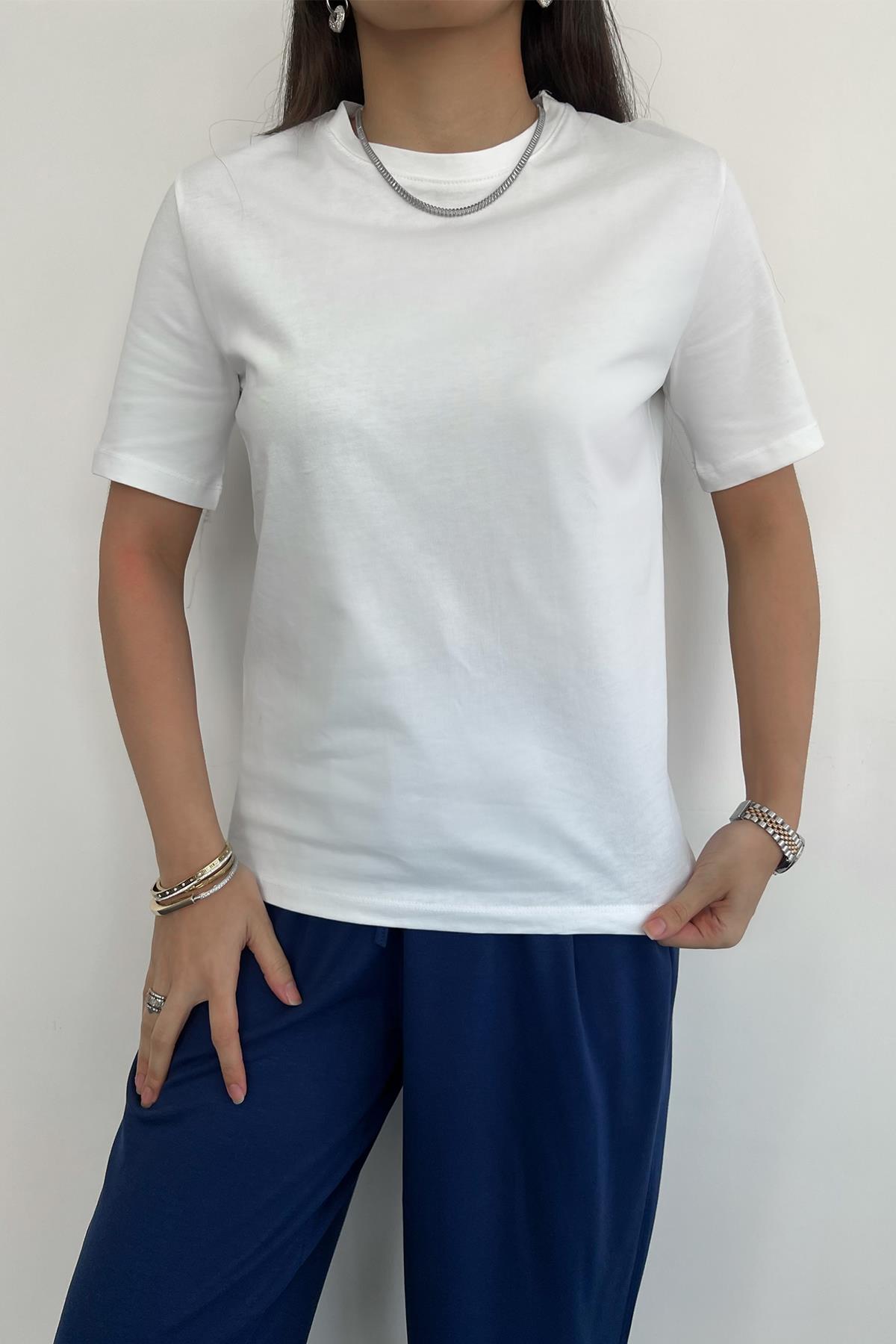 MASSİMO BİSİKLET YAKA BASIC TİŞÖRT BEYAZ