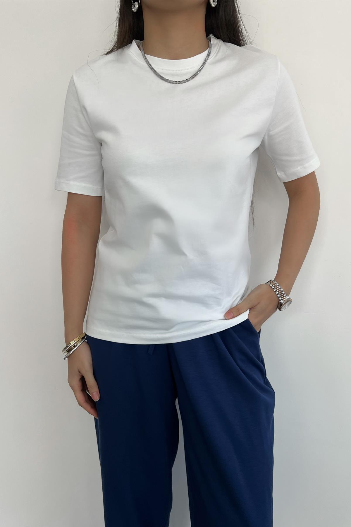 MASSİMO BİSİKLET YAKA BASIC TİŞÖRT BEYAZ