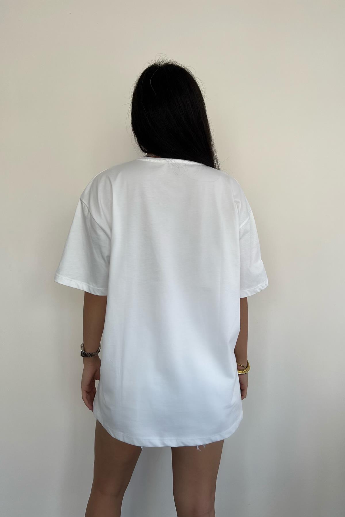 TABLO BASKILI TİŞÖRT BEYAZ