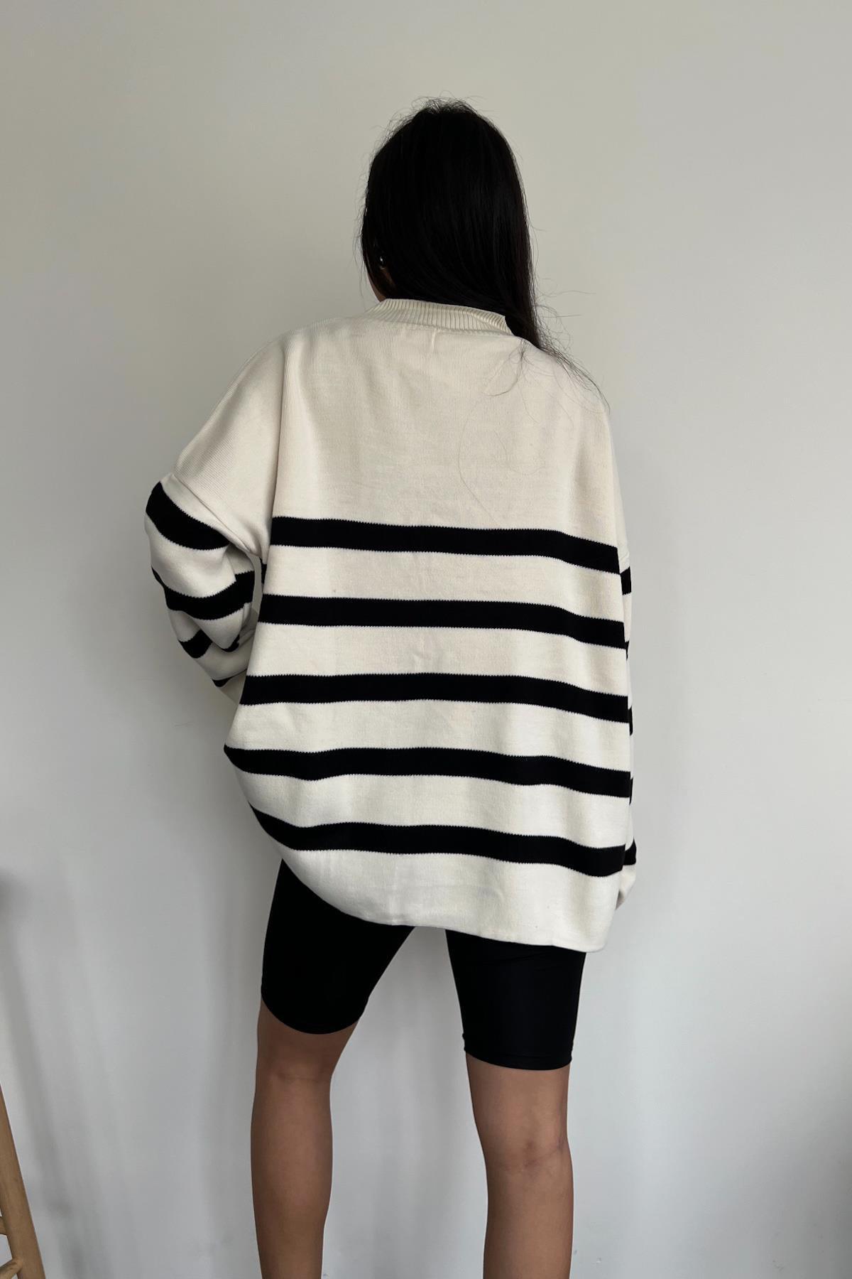 TURTLEneck STRIPED KNIT SWEATER