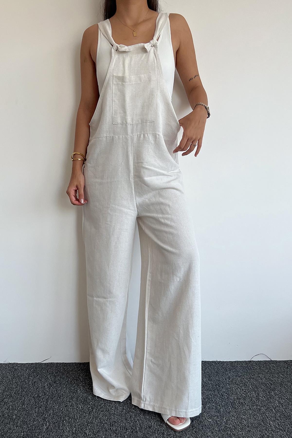 LINEN JUMPSUIT WITH FRONT POCKET