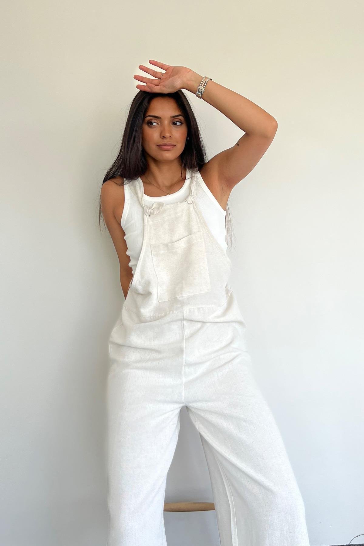 LINEN JUMPSUIT WITH FRONT POCKET