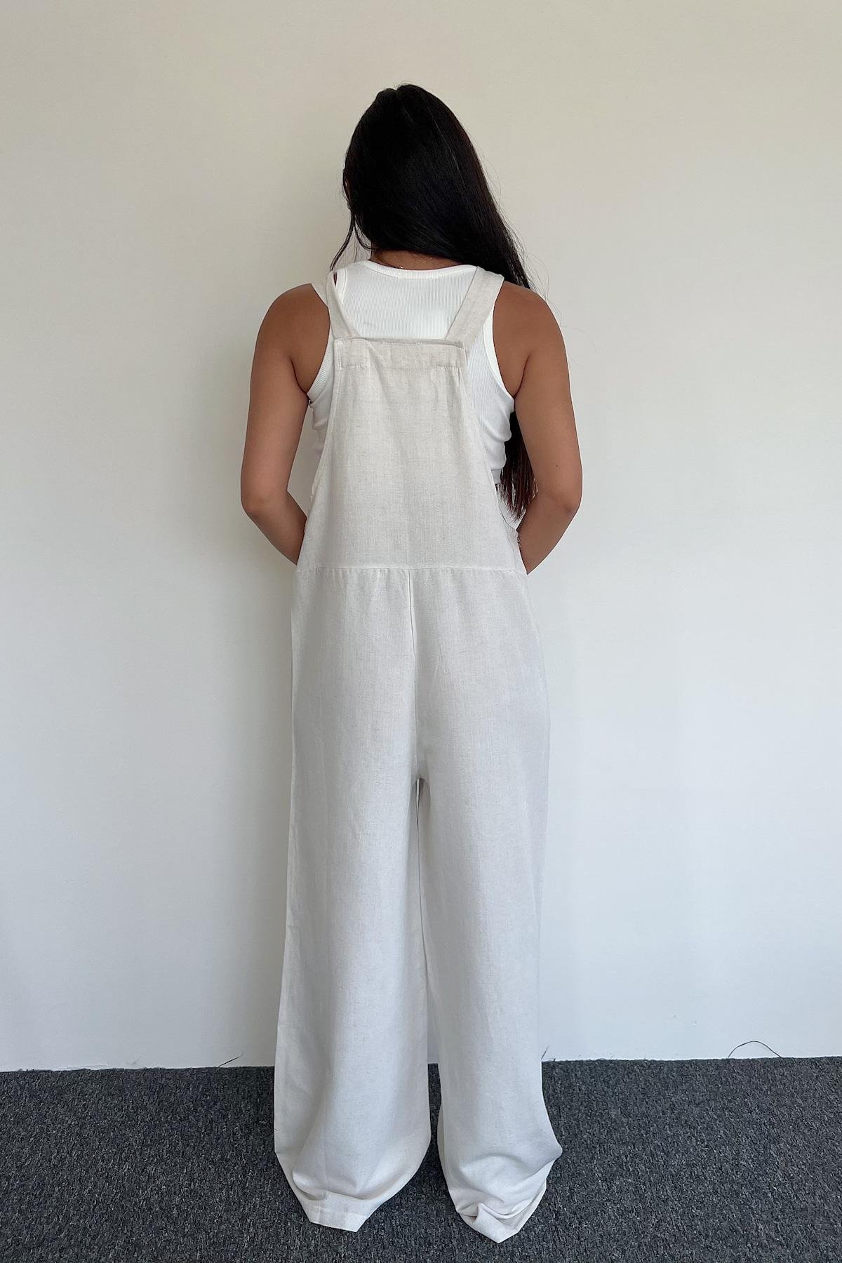 LINEN JUMPSUIT WITH FRONT POCKET