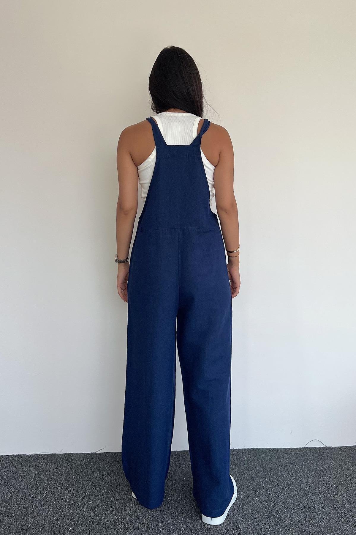 LINEN JUMPSUIT WITH FRONT POCKET