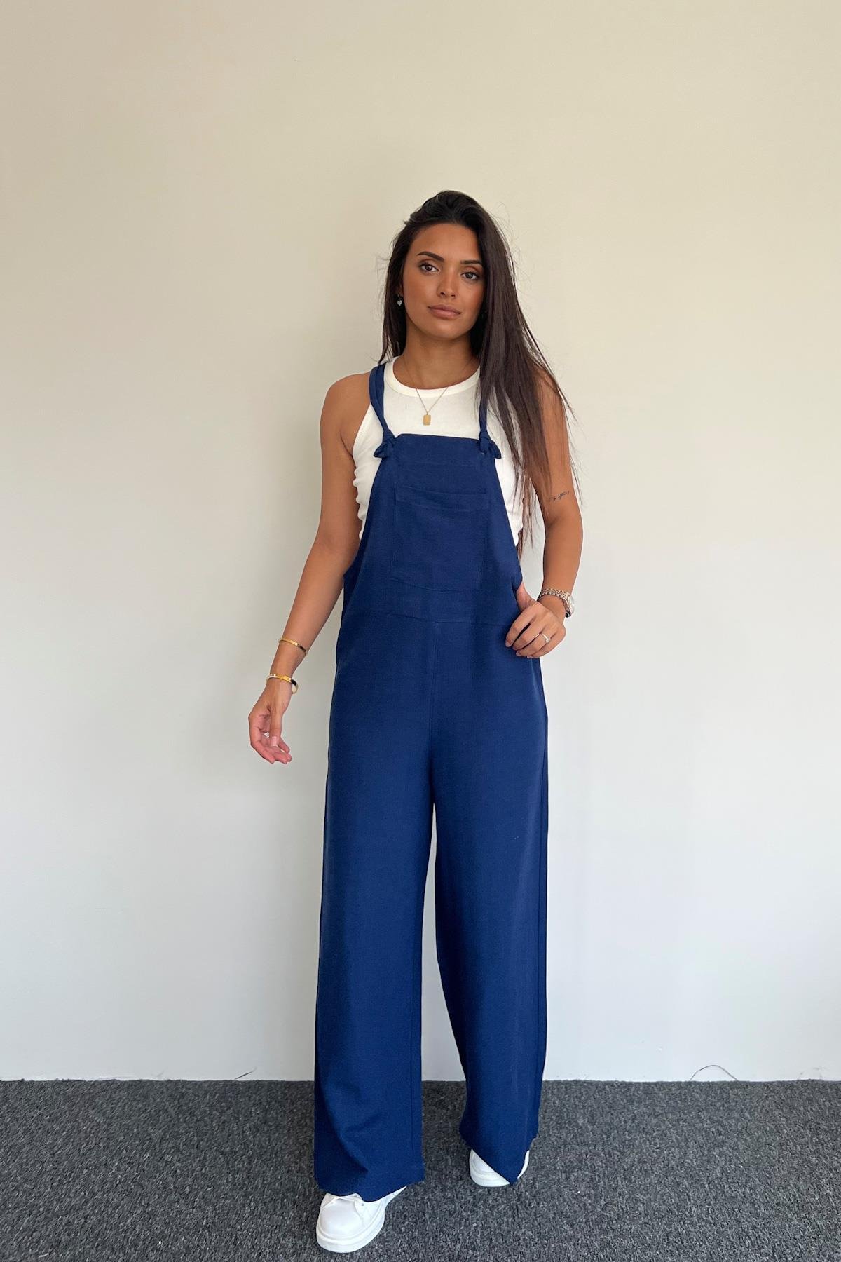 LINEN JUMPSUIT WITH FRONT POCKET