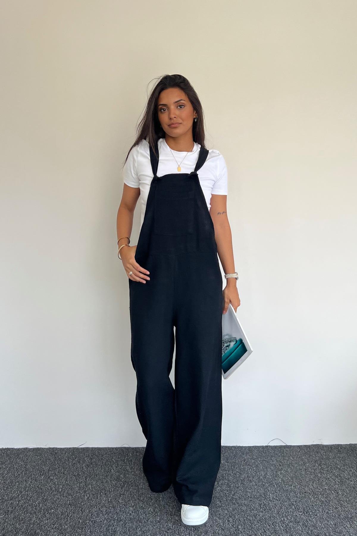 LINEN JUMPSUIT WITH FRONT POCKET