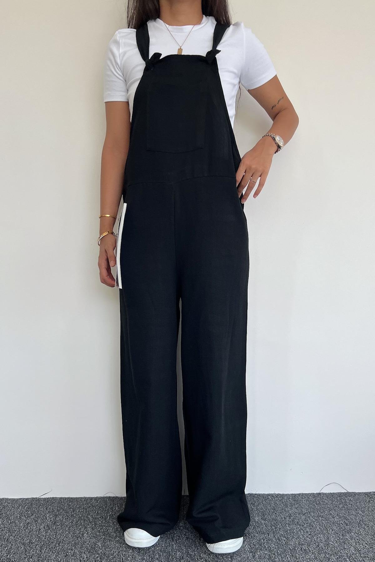 LINEN JUMPSUIT WITH FRONT POCKET