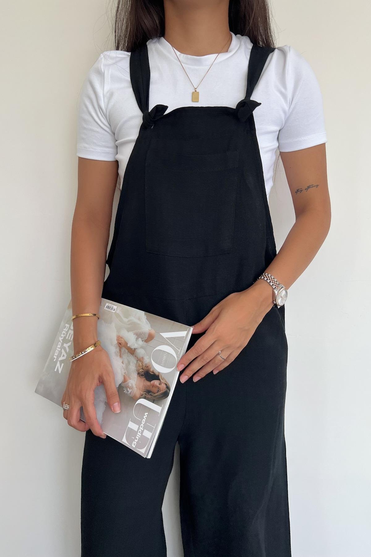 LINEN JUMPSUIT WITH FRONT POCKET