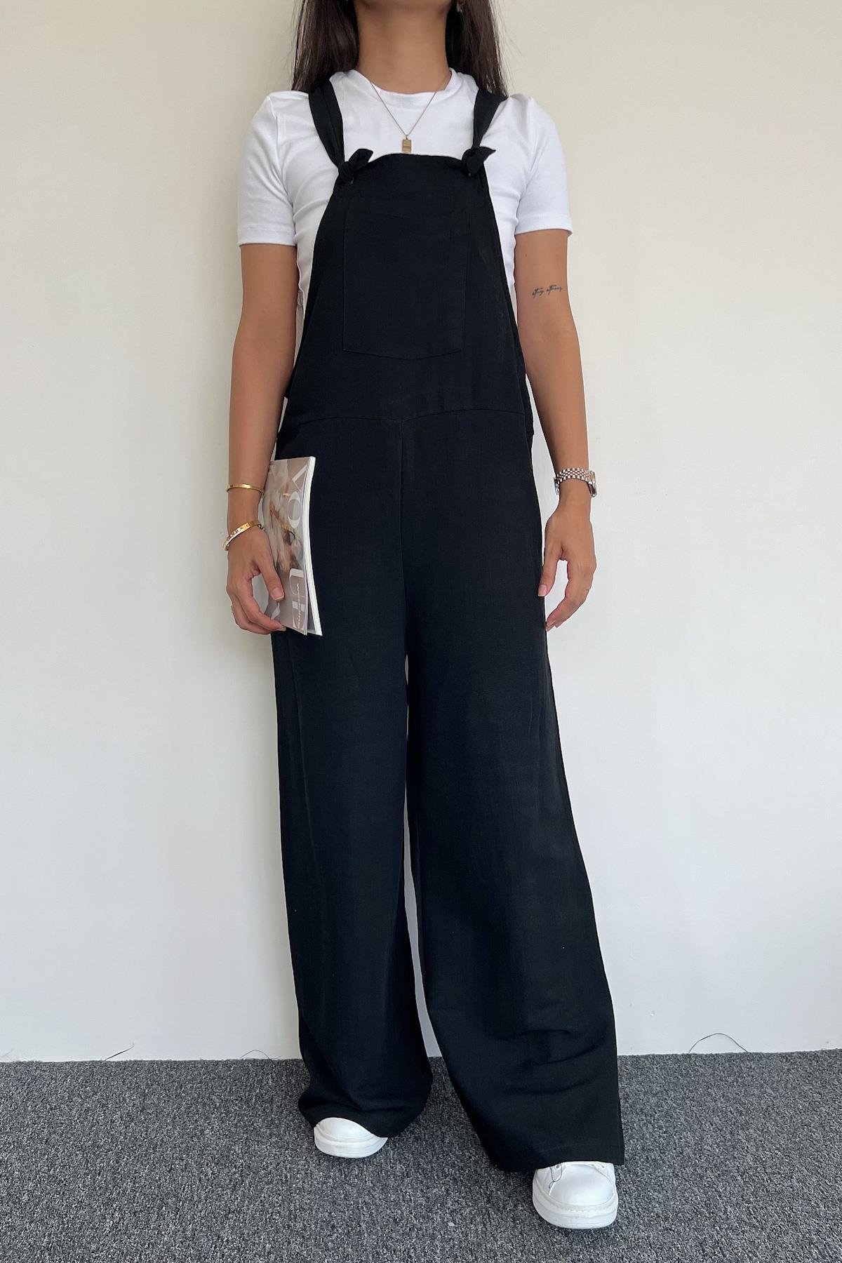 LINEN JUMPSUIT WITH FRONT POCKET