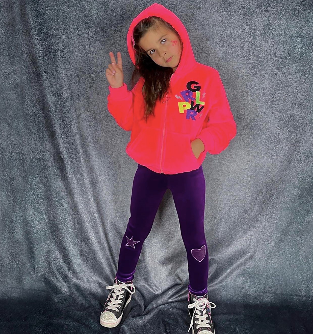 Girl Power Peluş Mont / Neon Pembe