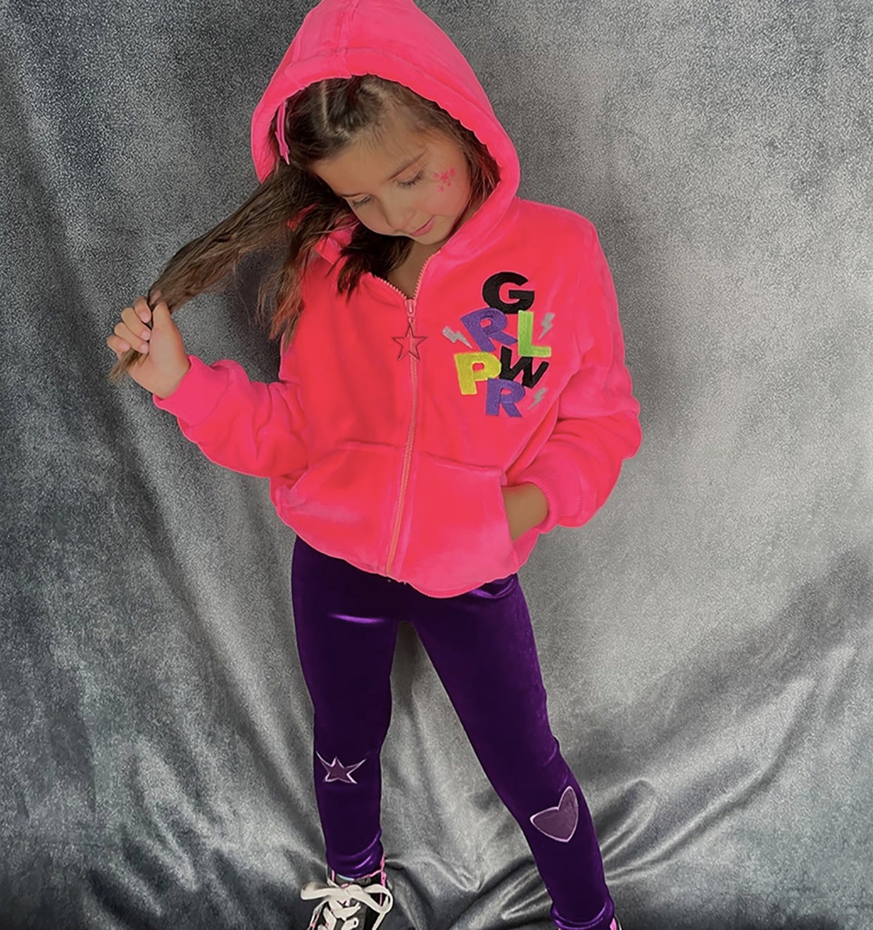Girl Power Peluş Mont / Neon Pembe