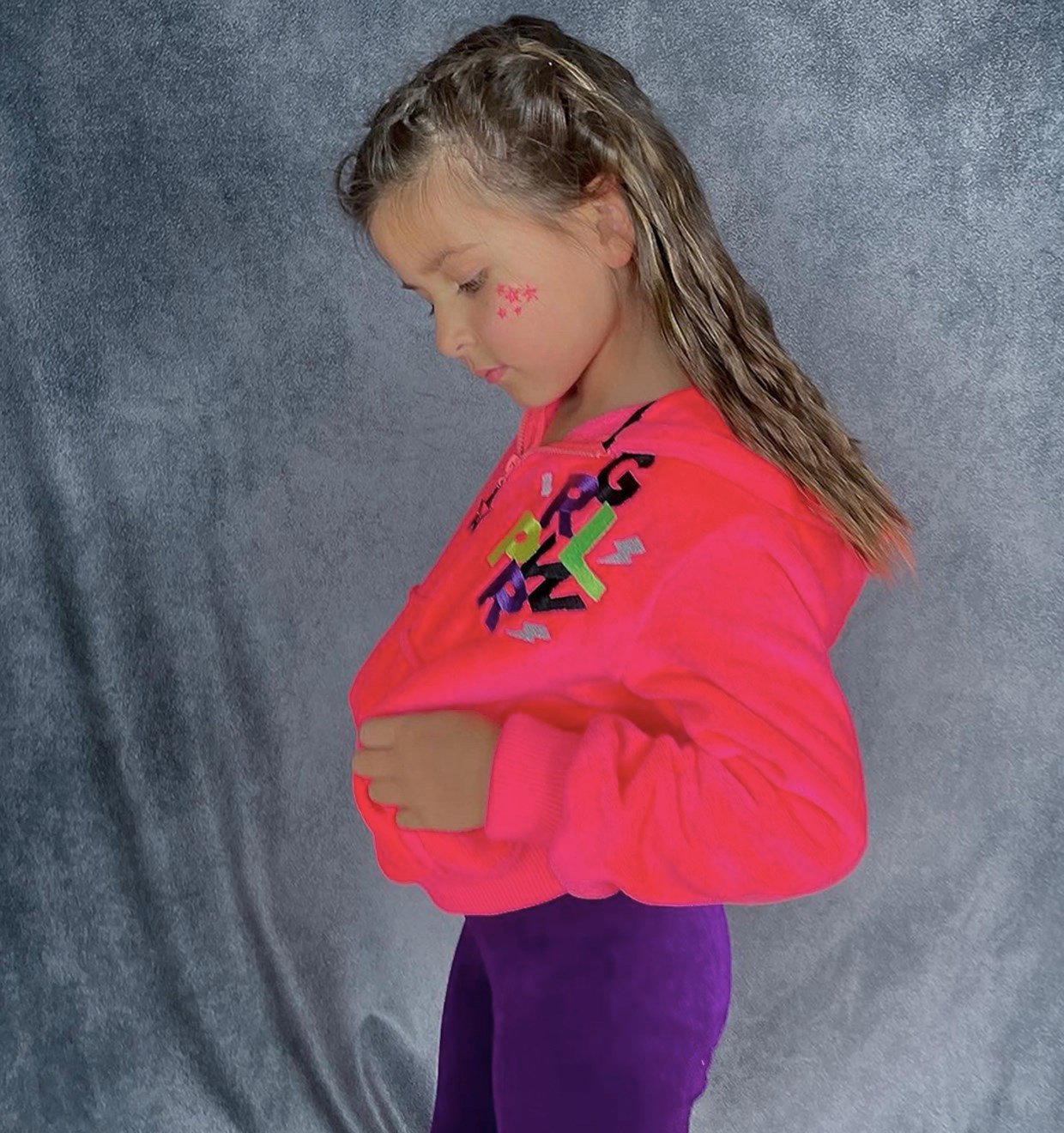 Girl Power Peluş Mont / Neon Pembe