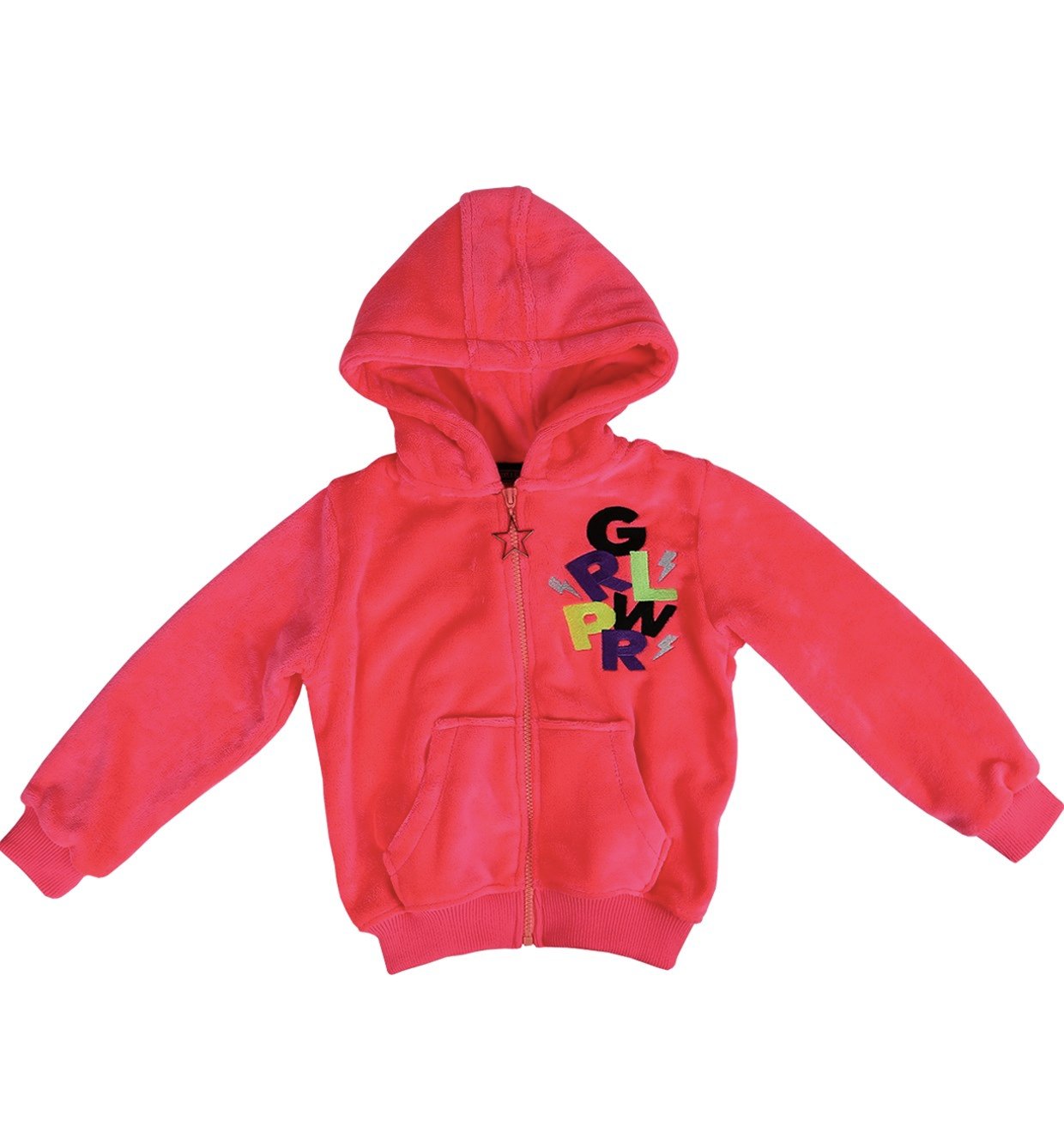 Girl Power Peluş Mont / Neon Pembe