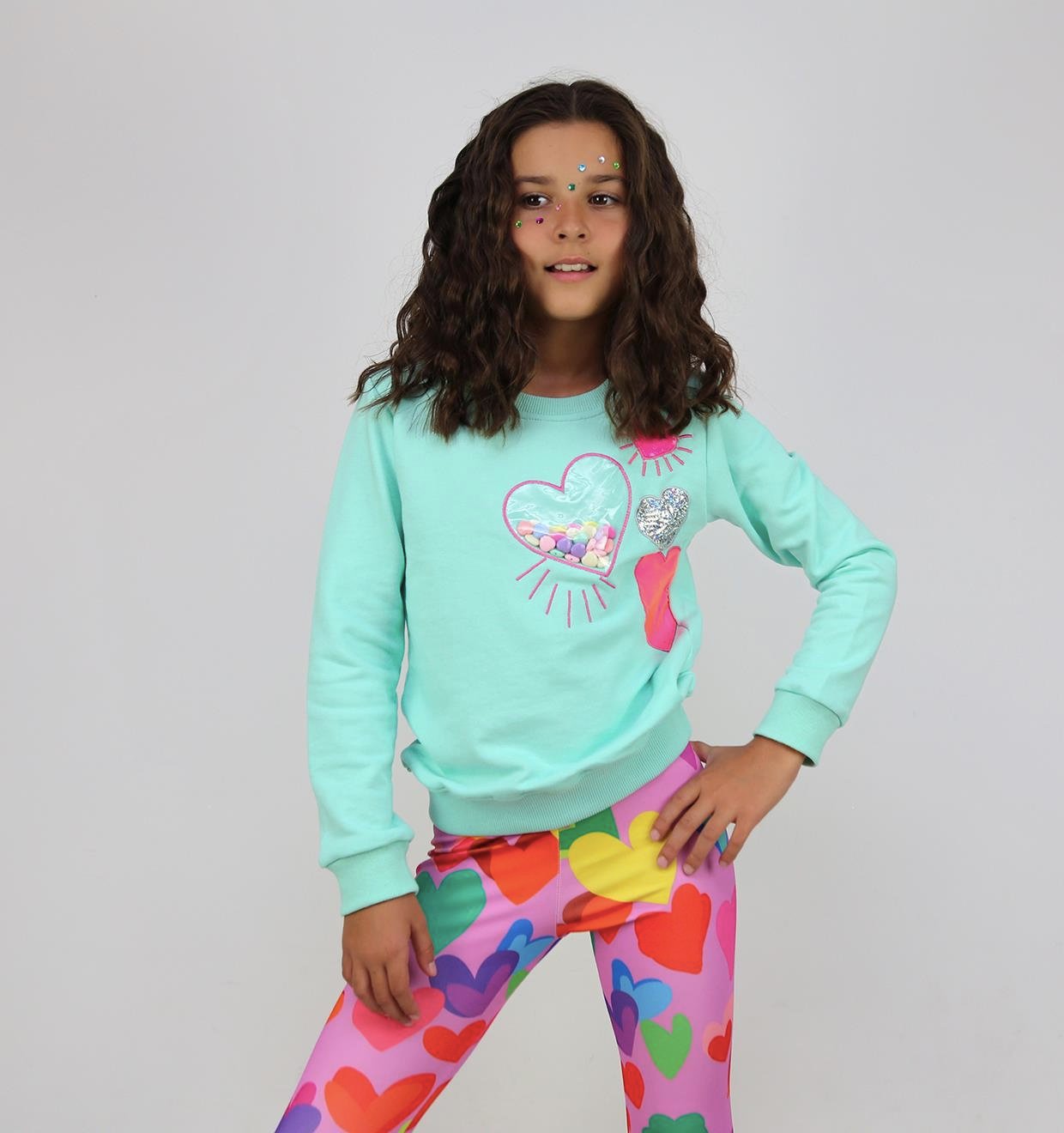 Heart Beads Boncuklu Sweatshirt